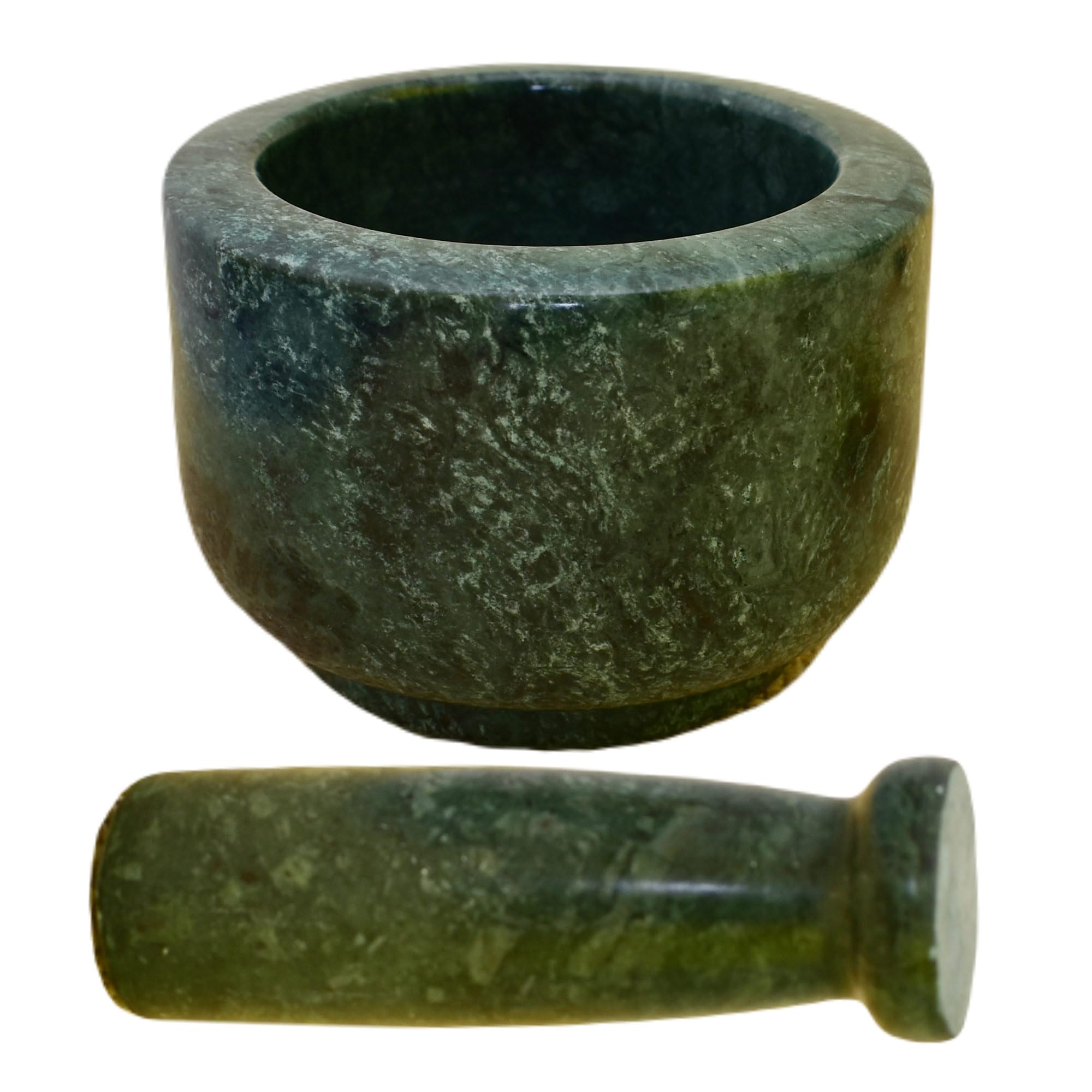 KunhaR Natural Green Marble Mortar and Pestle Set 3 x 2.5 Inches Full Polish – Imam Dasta Ohkli Musal Kharal Spice Grinder - Image 5