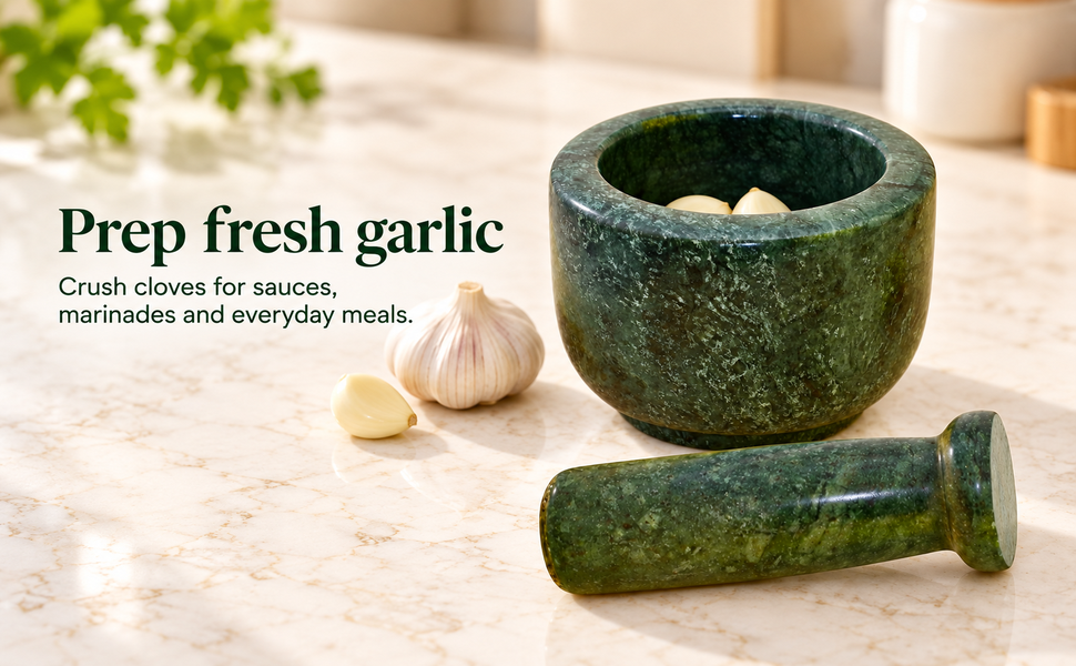 KunhaR Natural Green Marble Mortar and Pestle Set 3 x 2.5 Inches Full Polish – Imam Dasta Ohkli Musal Kharal Spice Grinder – visual story 3