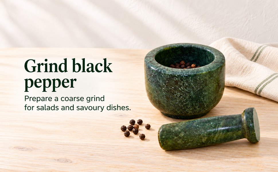 KunhaR Natural Green Marble Mortar and Pestle Set 3 x 2.5 Inches Full Polish – Imam Dasta Ohkli Musal Kharal Spice Grinder – visual story 5