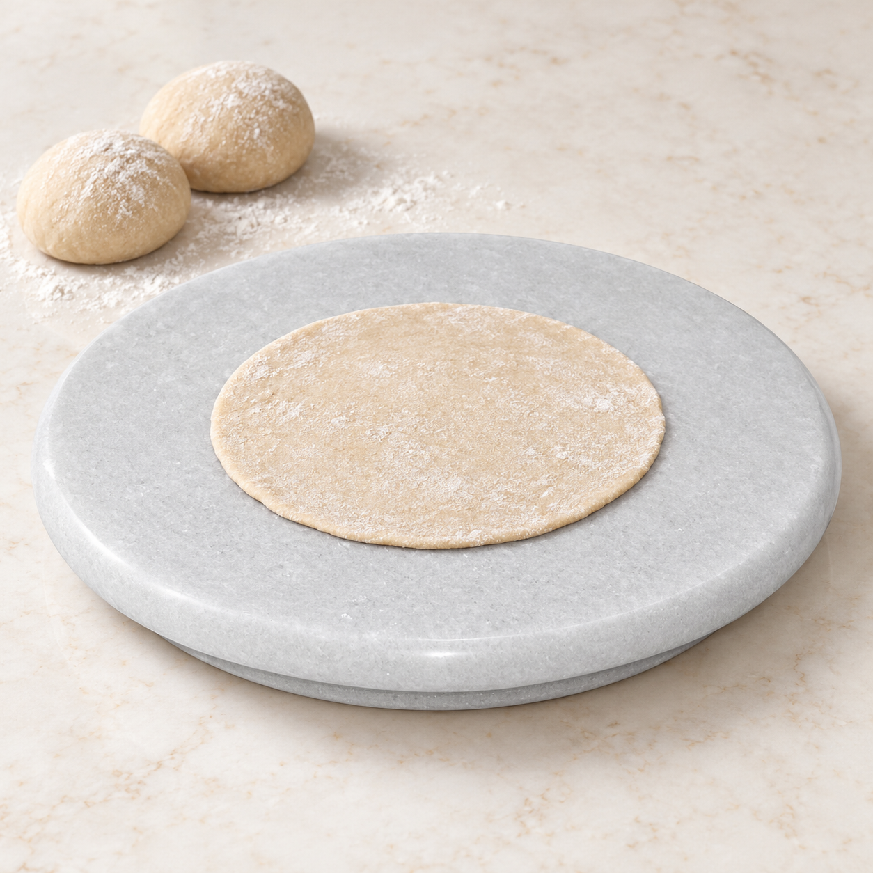 KunhaR White Marble Chakla/Rolling Pin Board/Roti Maker/Phulka Maker/Chapati Maker/papad chakla for Home & Kitchen, 9 Inch - Image 3