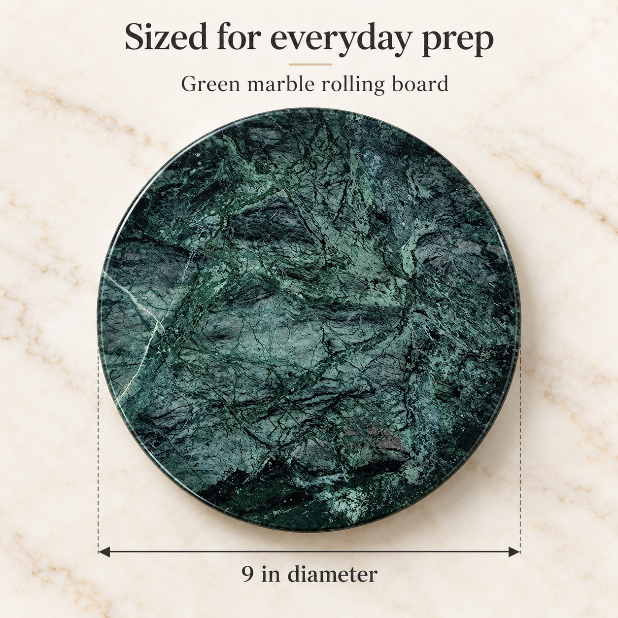 KunhaR Green Marble Chakla/Rolling Pin Board/Roti Maker/Phulka Maker/Chapati Maker/papad chakla for Home & Kitchen, 9 Inch - Image 7