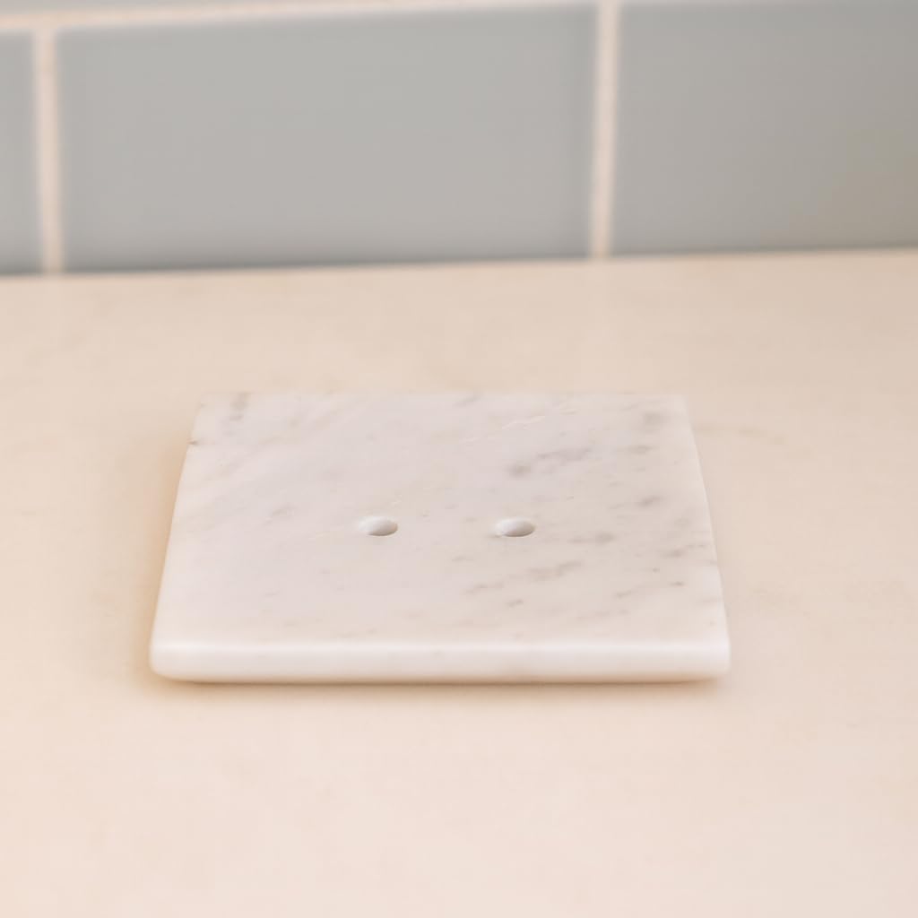 KunhaR Premium Natural Marble Soap Dish Holder for Bathroom, Wash Basin & Shower (4 x 4 Inch) - Image 3