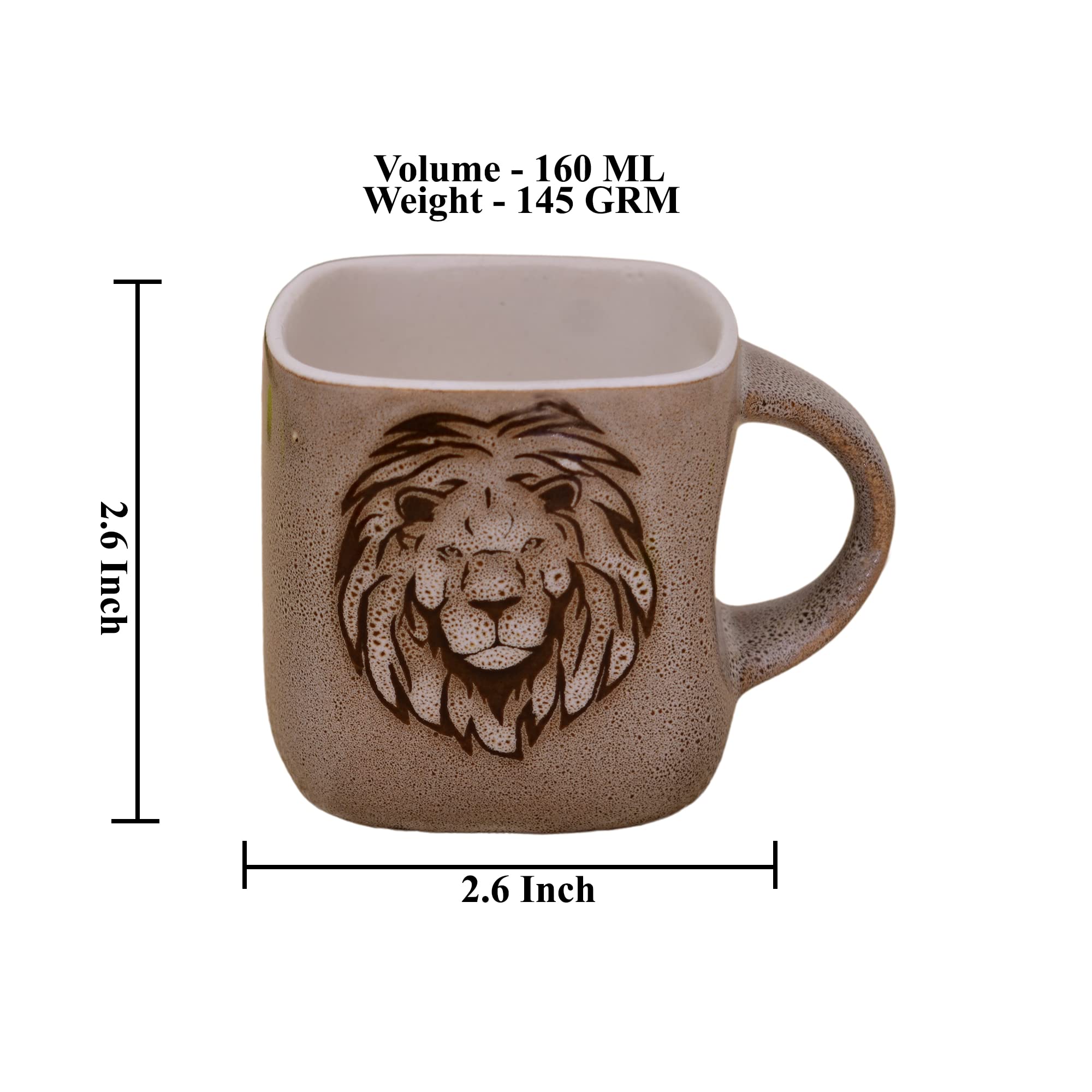 Kunhar Ceramic Tea Cup - 160 Ml, 6 Pieces, Light Brown - Image 2