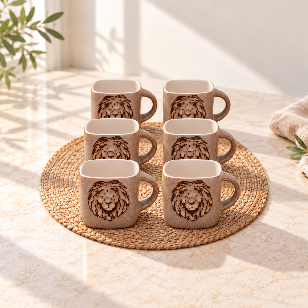 Kunhar Ceramic Tea Cup - 160 Ml, 6 Pieces, Light Brown