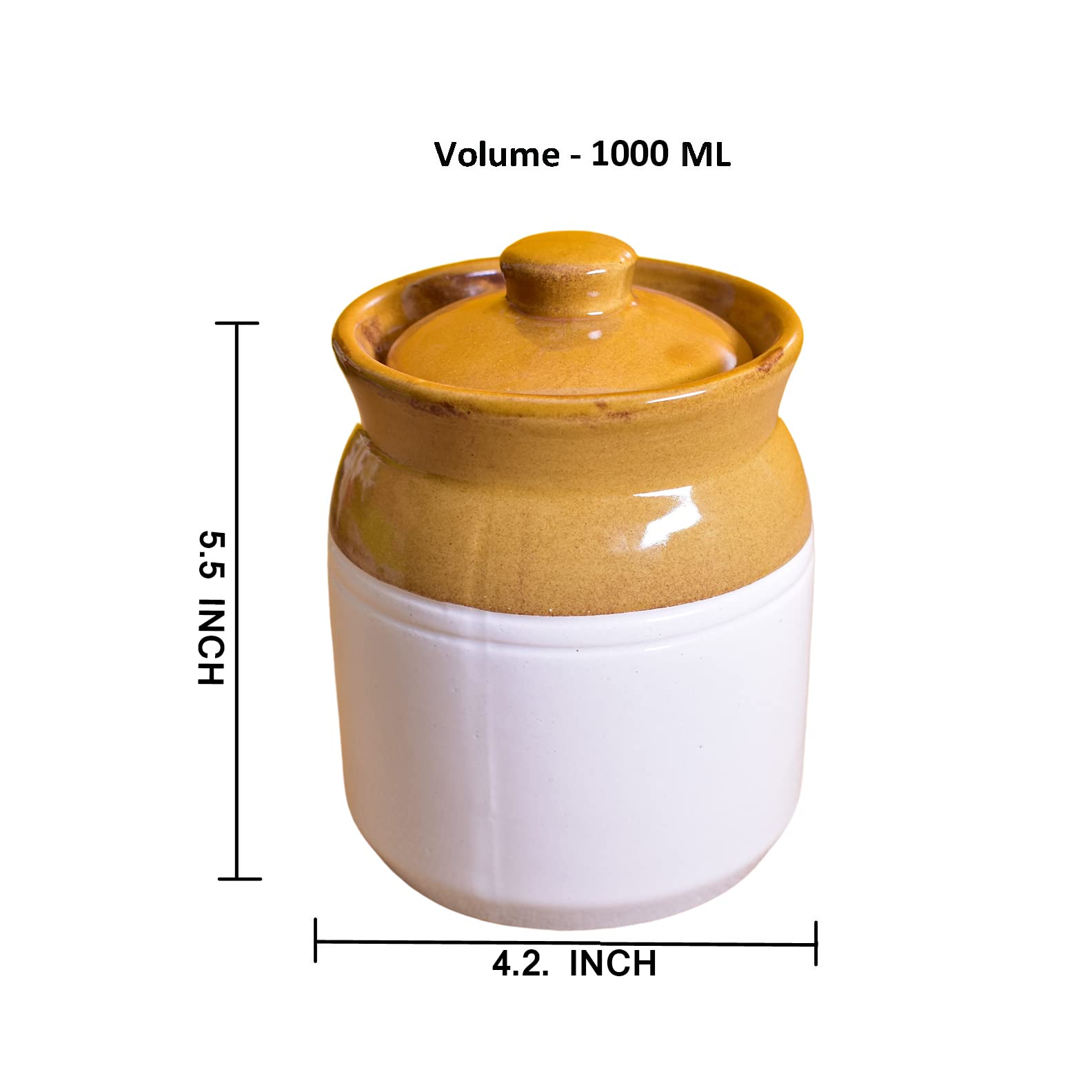 KunhaR Ceramic Multipurpose Jar - 1000 Ml, 1 Piece, White Espresso - Image 2