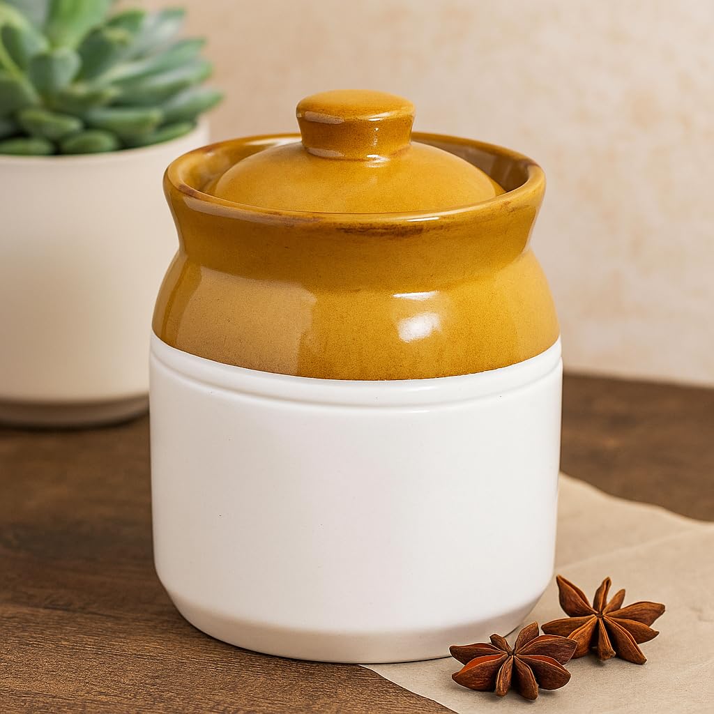 KunhaR Ceramic Multipurpose Jar - 1000 Ml, 1 Piece, White Espresso - Image 3