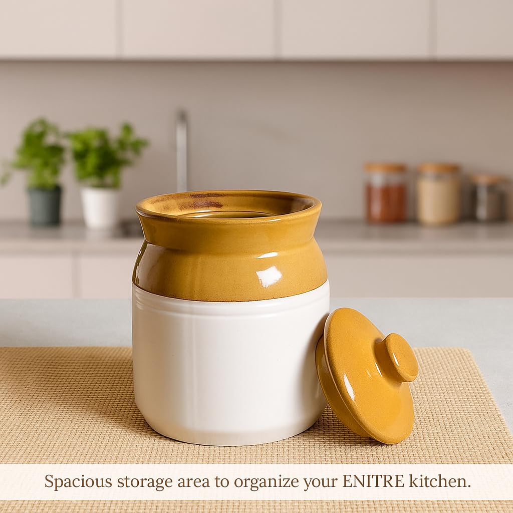 KunhaR Ceramic Multipurpose Jar - 1000 Ml, 1 Piece, White Espresso - Image 4