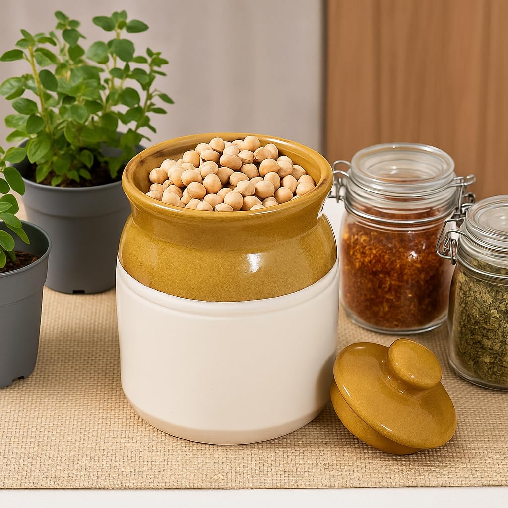 KunhaR Ceramic Multipurpose Jar - 1000 Ml, 1 Piece, White Espresso - Image 6