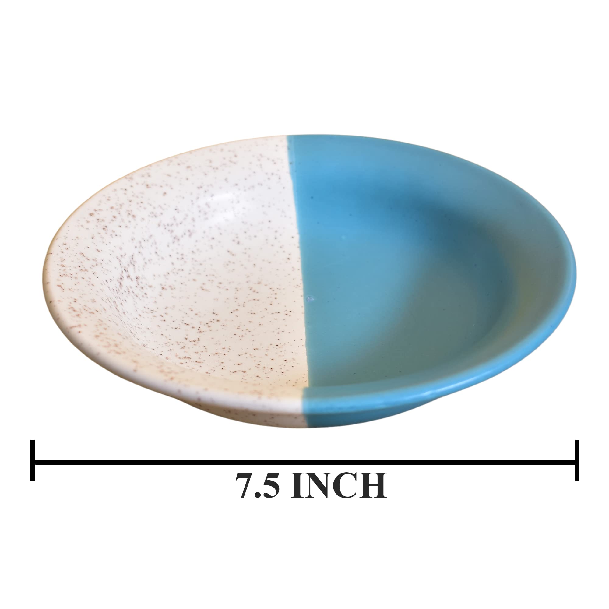 Kunhar Ceramic Pasta Plate, 2 Pieces, White Blue (7.5 Inch) - Image 2