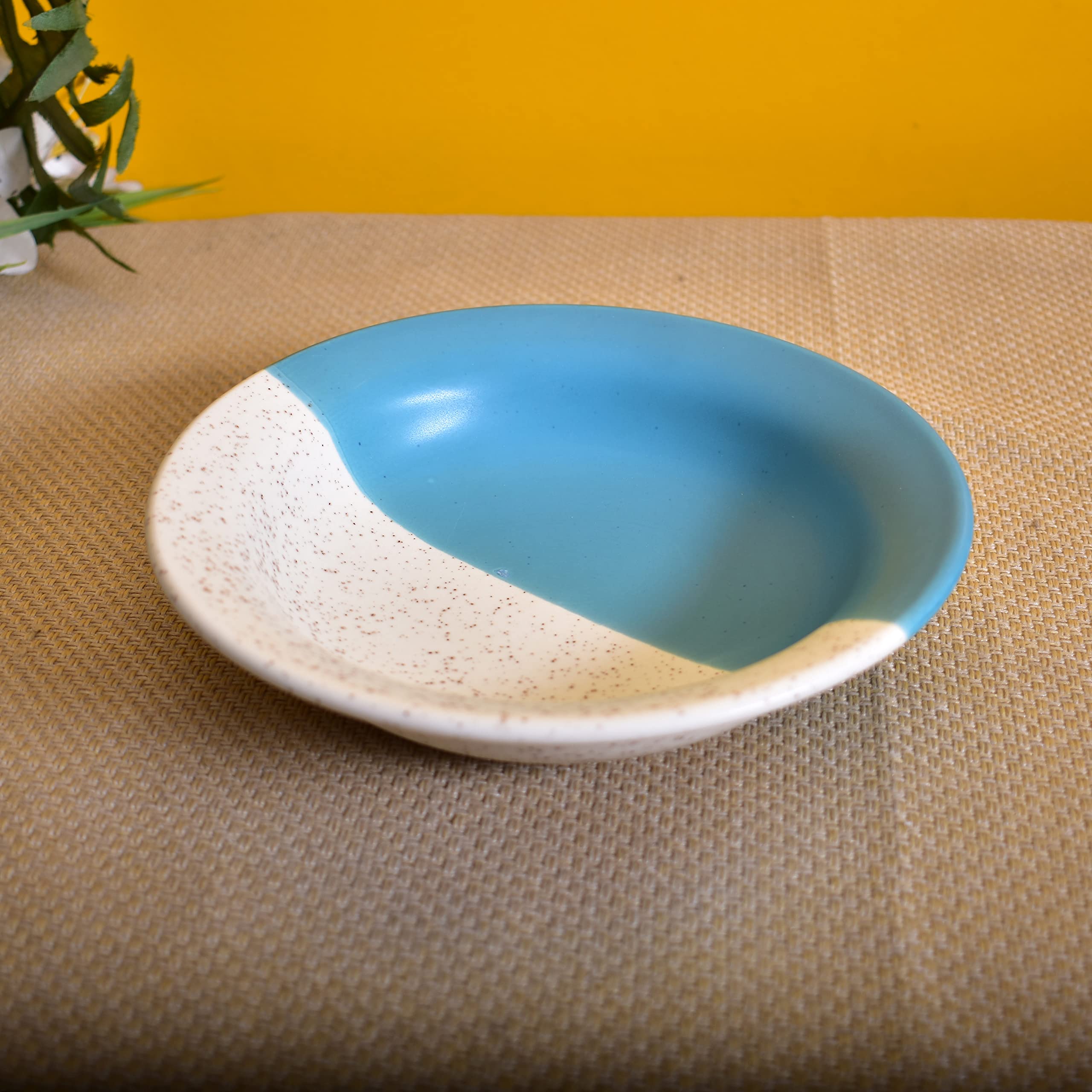 Kunhar Ceramic Pasta Plate, 2 Pieces, White Blue (7.5 Inch) - Image 3
