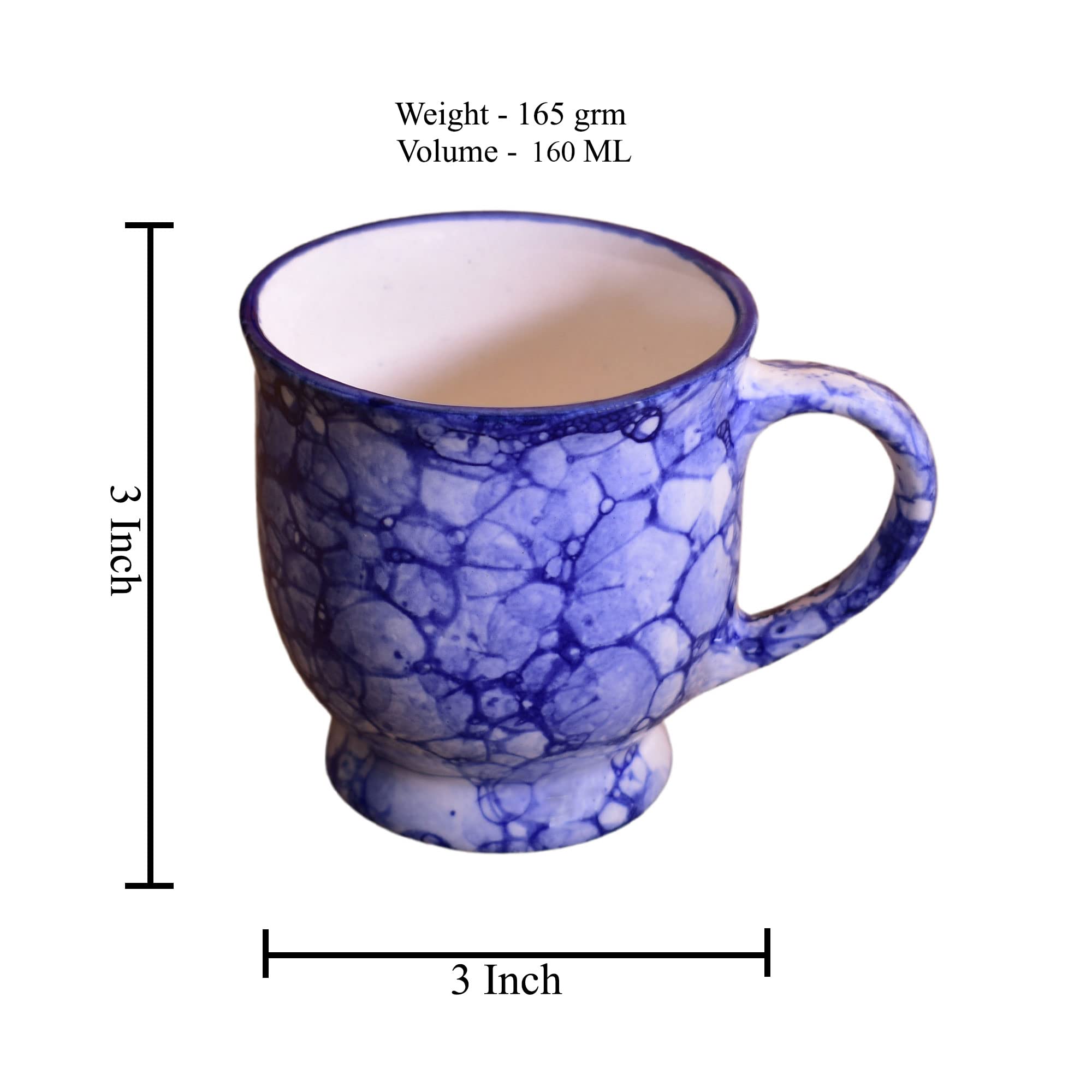Kunhar Ceramic Tea Cup - 200 Ml, 6 Pieces, Blue Luster - Image 2