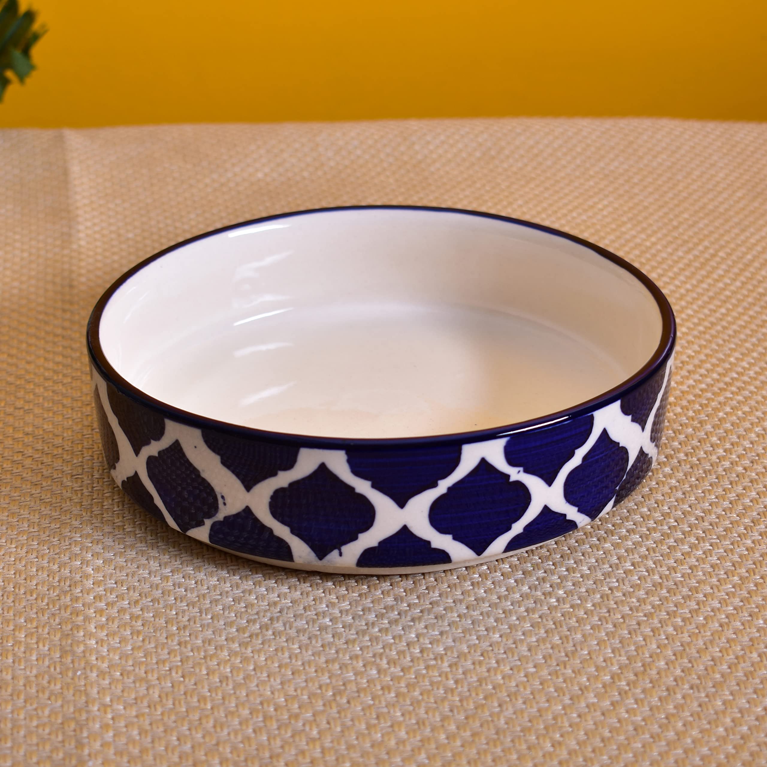 Kunhar Ceramic Bowls Set for Snacks Ceramic Serving Bowl Set for Dinner - 650 ML, 550 ML and 400 ML, 3 Pieces, Blue - Image 4
