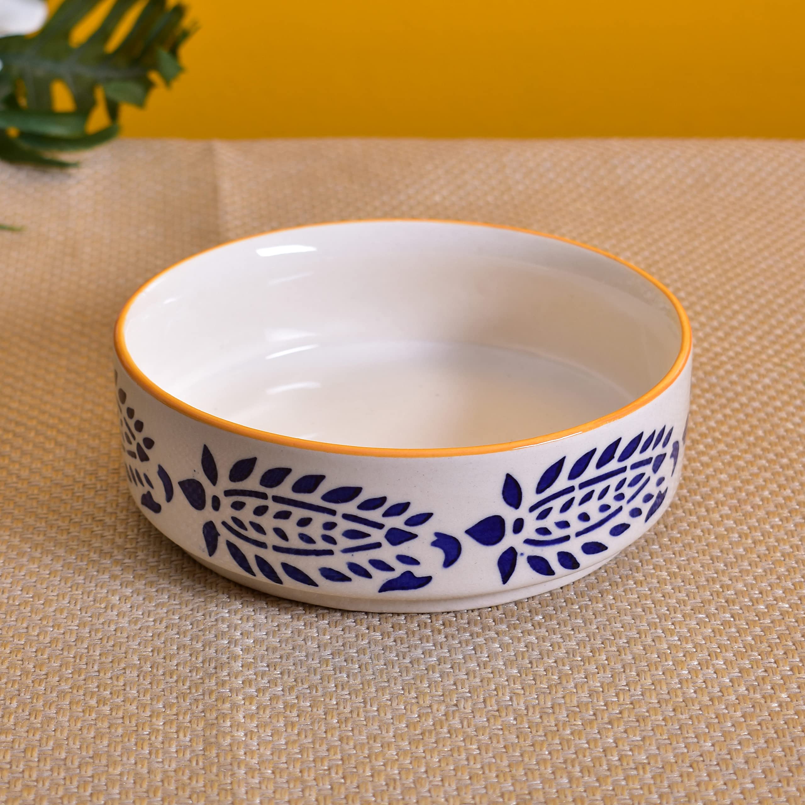 Kunhar Ceramic Bowls Set for Snacks Ceramic Serving Bowl Set for Dinner - 650 ML, 550 ML and 400 ML, 3 Pieces, Yellow Blue - Image 6