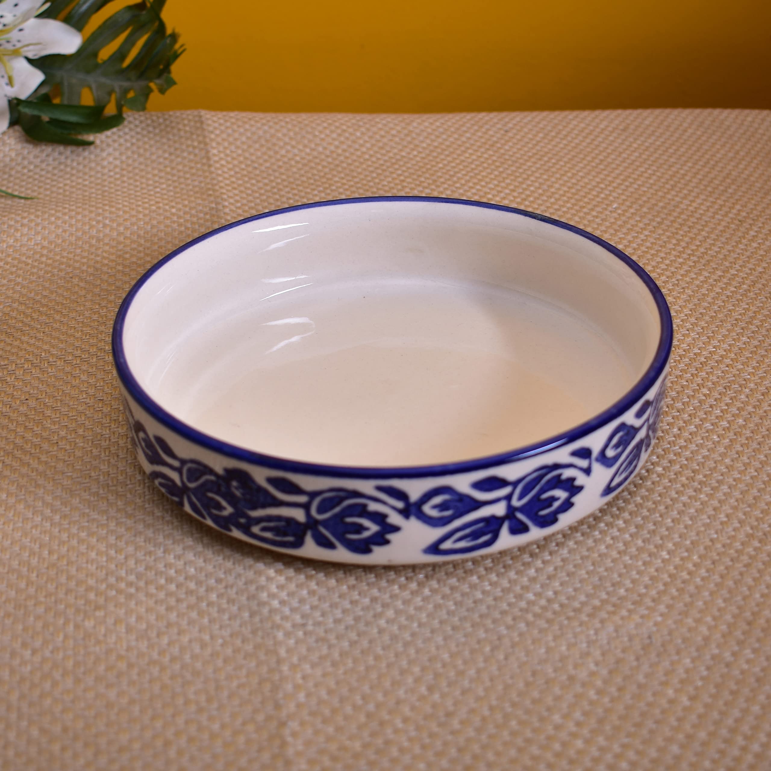 Kunhar Ceramic Bowls Set for Snacks Ceramic Serving Bowl Set for Dinner - 650 ML, 550 ML and 400 ML, 3 Pieces, Blue Vine - Image 6