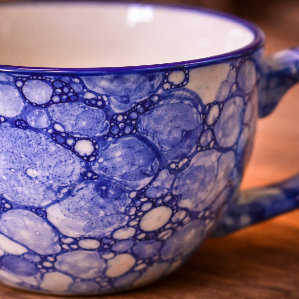 Kunhar Ceramic Jumbo Coffee Mug Soup Mug Noodle Mug - 350 ML - Microwave Safe & Freezer Safe, Set of 1, Blue Luster - Image 4
