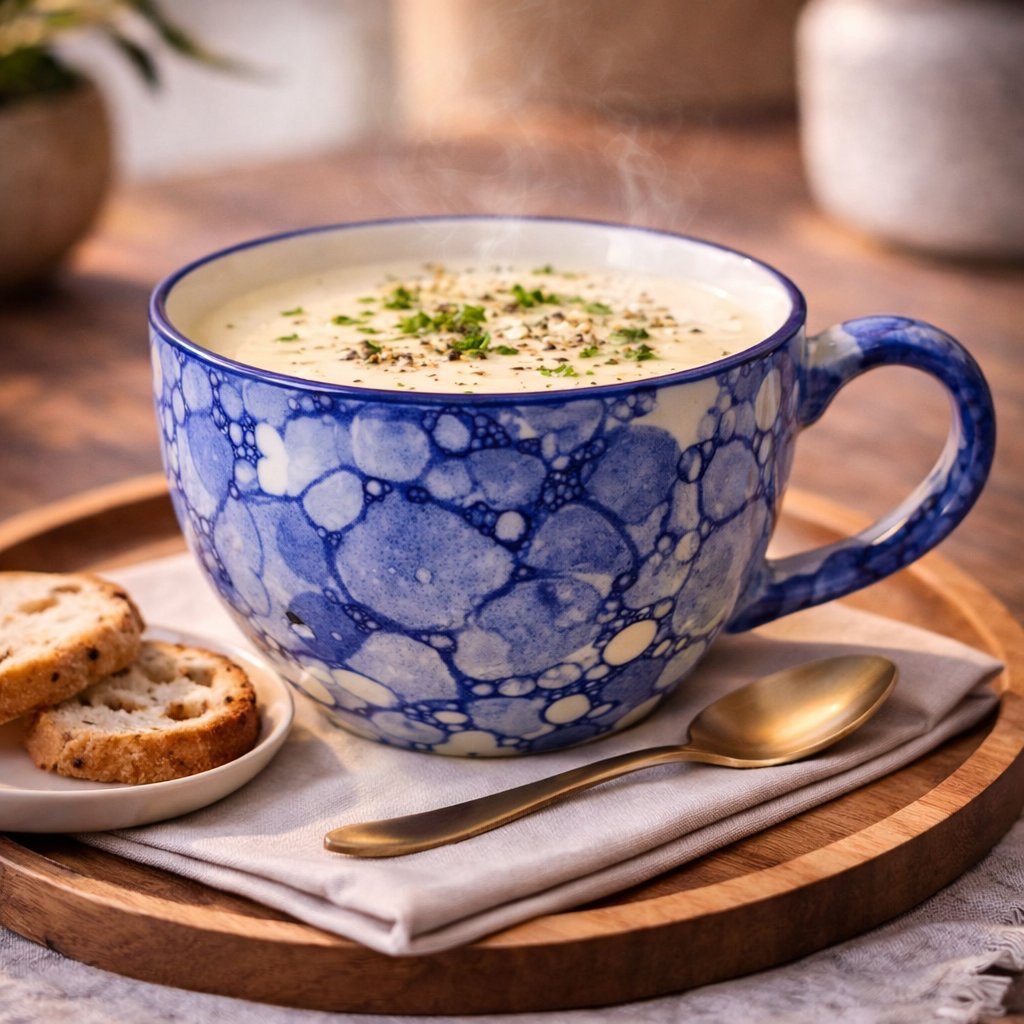Kunhar Ceramic Jumbo Coffee Mug Soup Mug Noodle Mug - 350 ML - Microwave Safe & Freezer Safe, Set of 1, Blue Luster - Image 3