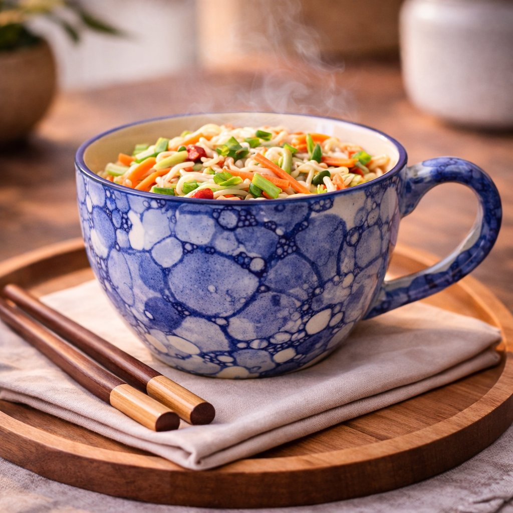 Kunhar Ceramic Jumbo Coffee Mug Soup Mug Noodle Mug - 350 ML - Microwave Safe & Freezer Safe, Set of 1, Blue Luster - Image 2
