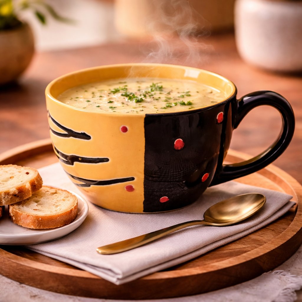 Kunhar Ceramic Jumbo Coffee Mug Soup Mug Noodle Mug - 350 ML - Microwave Safe & Freezer Safe, Set of 1, Black Orange - Image 3