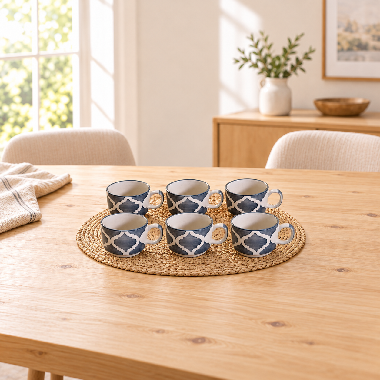 Kunhar Ceramic Tea Cup - 200 Ml, 6 Pieces, Grey Chidi