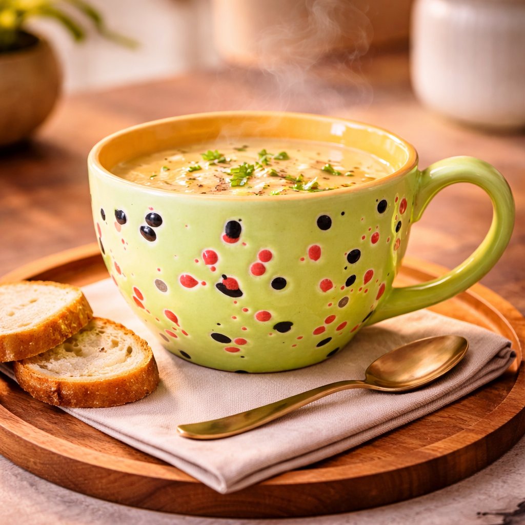 Kunhar Ceramic Jumbo Coffee Mug Soup Mug Noodle Mug - 350 ML - Microwave Safe & Freezer Safe, Set of 1, Blue Orange Dot - Image 4