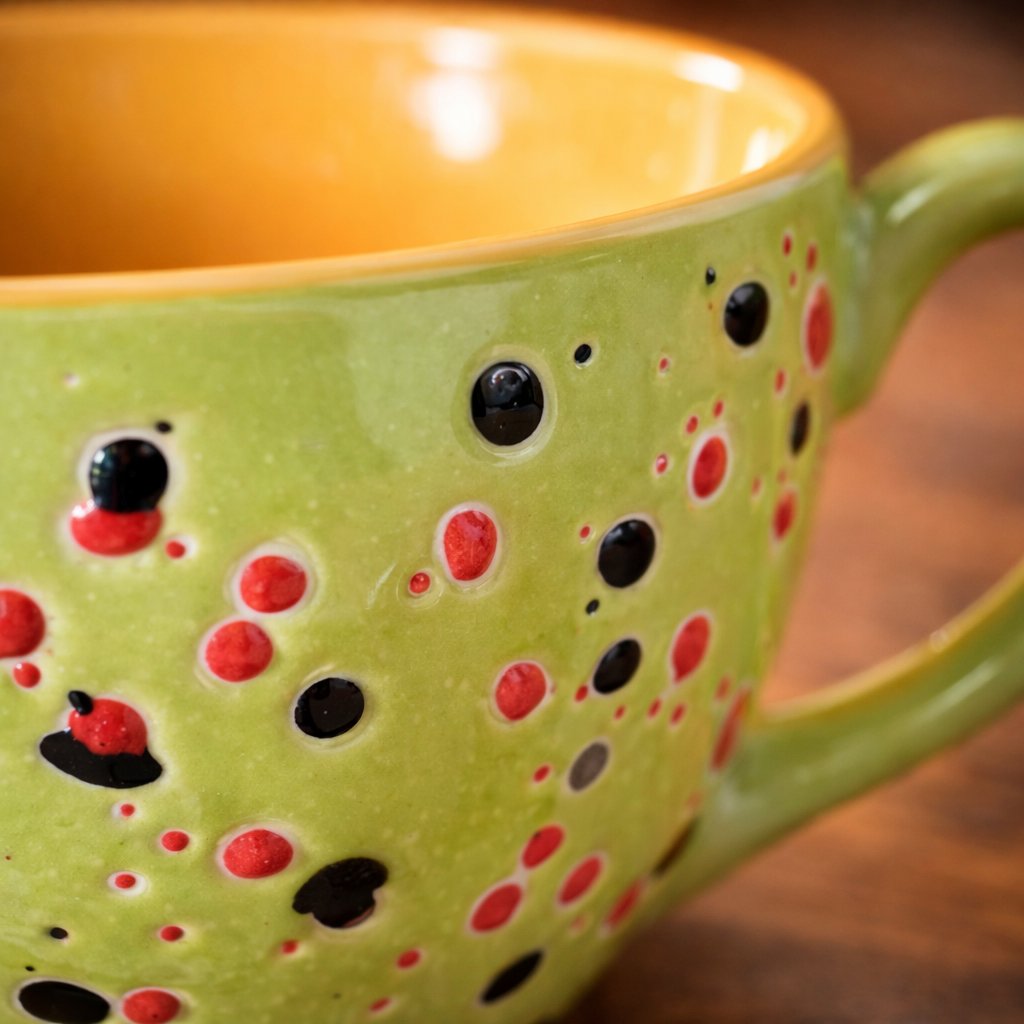 Kunhar Ceramic Jumbo Coffee Mug Soup Mug Noodle Mug - 350 ML - Microwave Safe & Freezer Safe, Set of 1, Blue Orange Dot - Image 5
