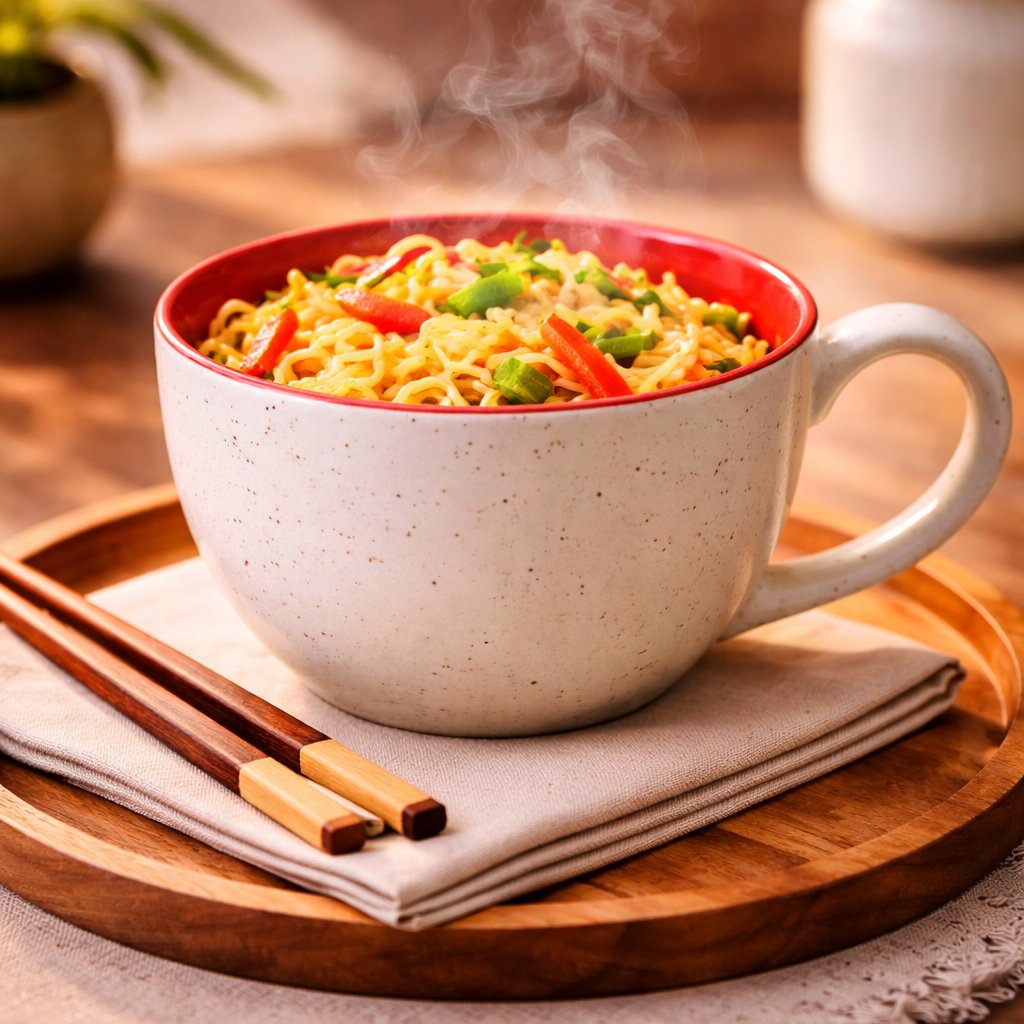 Kunhar Ceramic Jumbo Coffee Mug Soup Mug Noodle Mug - 350 ML - Microwave Safe & Freezer Safe, Set of 1, White Red - Image 4