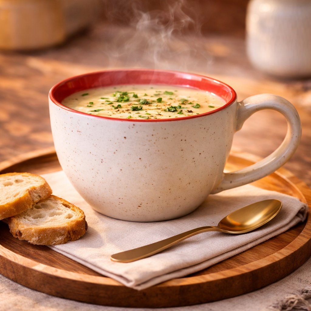 Kunhar Ceramic Jumbo Coffee Mug Soup Mug Noodle Mug - 350 ML - Microwave Safe & Freezer Safe, Set of 1, White Red - Image 3