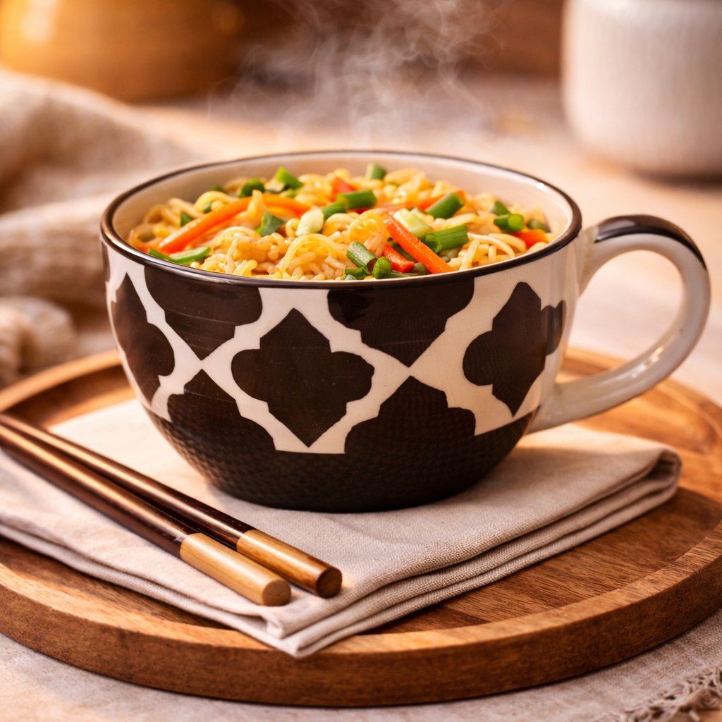 Kunhar Ceramic Jumbo Coffee Mug Soup Mug Noodle Mug - 350 ML - Microwave Safe & Freezer Safe, Set of 1, Black Chidi - Image 4