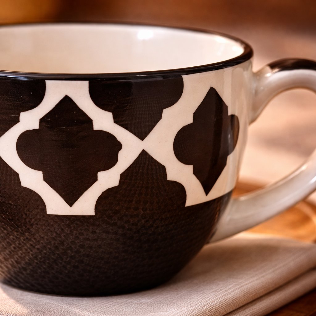 Kunhar Ceramic Jumbo Coffee Mug Soup Mug Noodle Mug - 350 ML - Microwave Safe & Freezer Safe, Set of 1, Black Chidi - Image 5