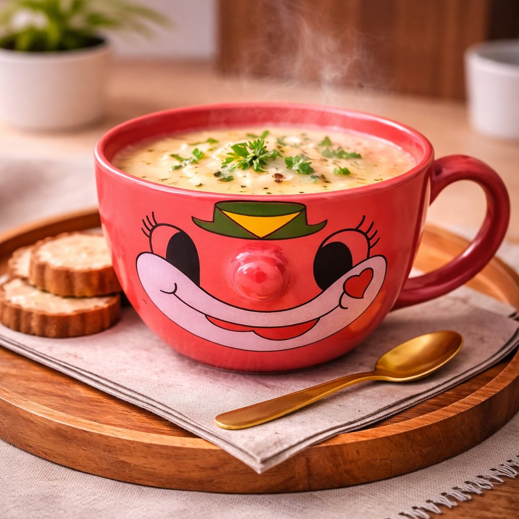 Kunhar Ceramic Jumbo Coffee Mug Soup Mug Noodle Mug - 350 ML - Microwave Safe & Freezer Safe, Set of 1, Red Smile - Image 3