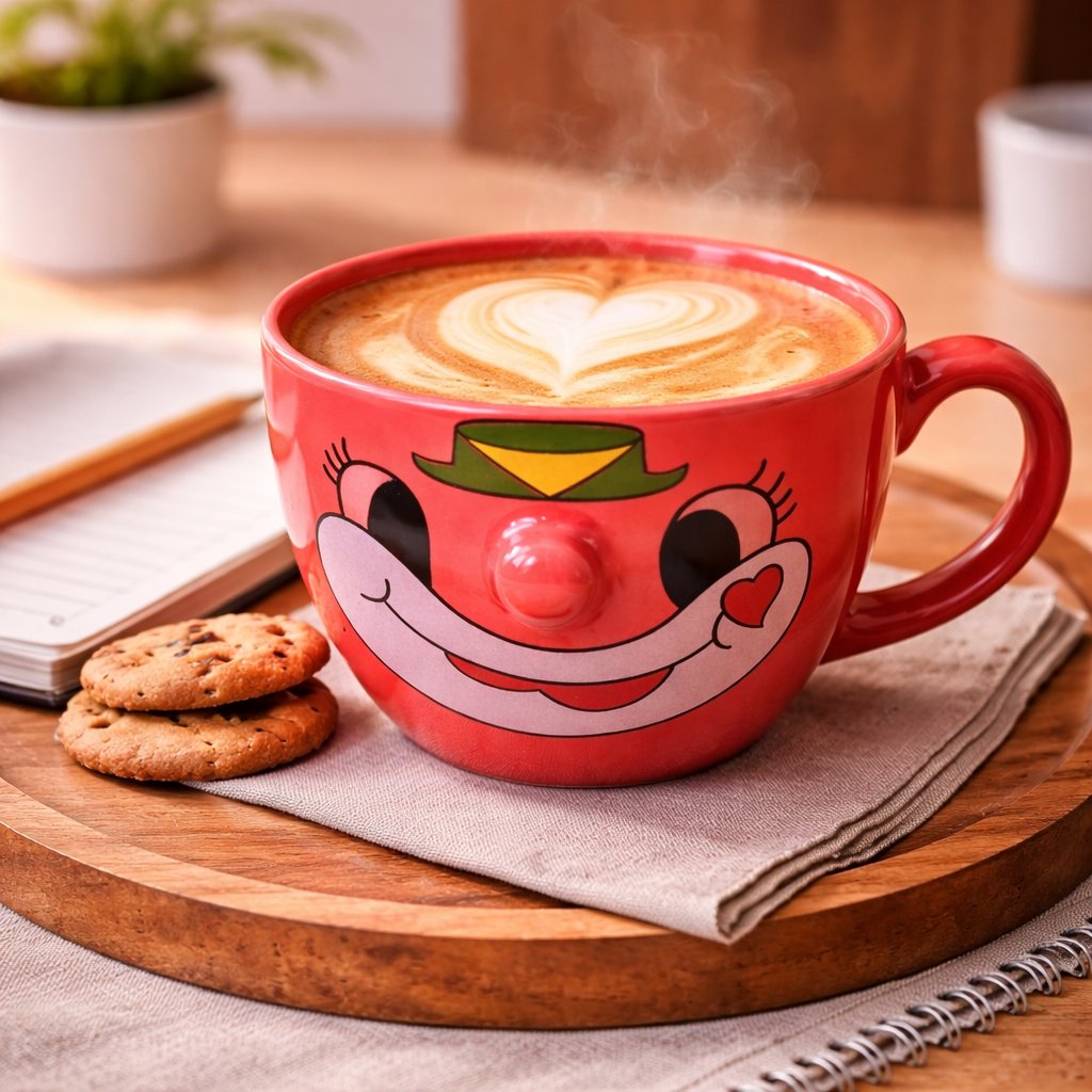 Kunhar Ceramic Jumbo Coffee Mug Soup Mug Noodle Mug - 350 ML - Microwave Safe & Freezer Safe, Set of 1, Red Smile - Image 2
