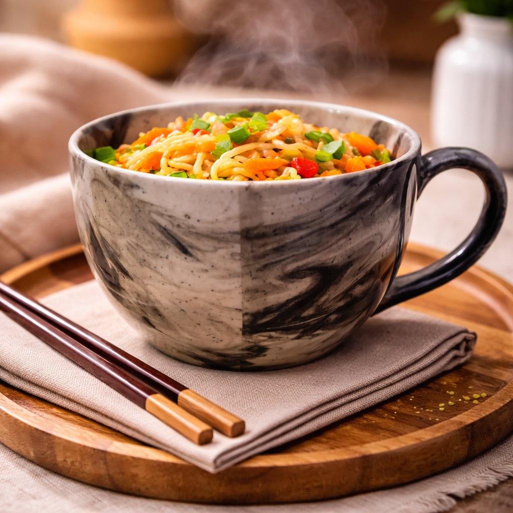 Kunhar Ceramic Jumbo Coffee Mug Soup Mug Noodle Mug - 350 ML - Microwave Safe & Freezer Safe, Set of 1, Marble - Image 4
