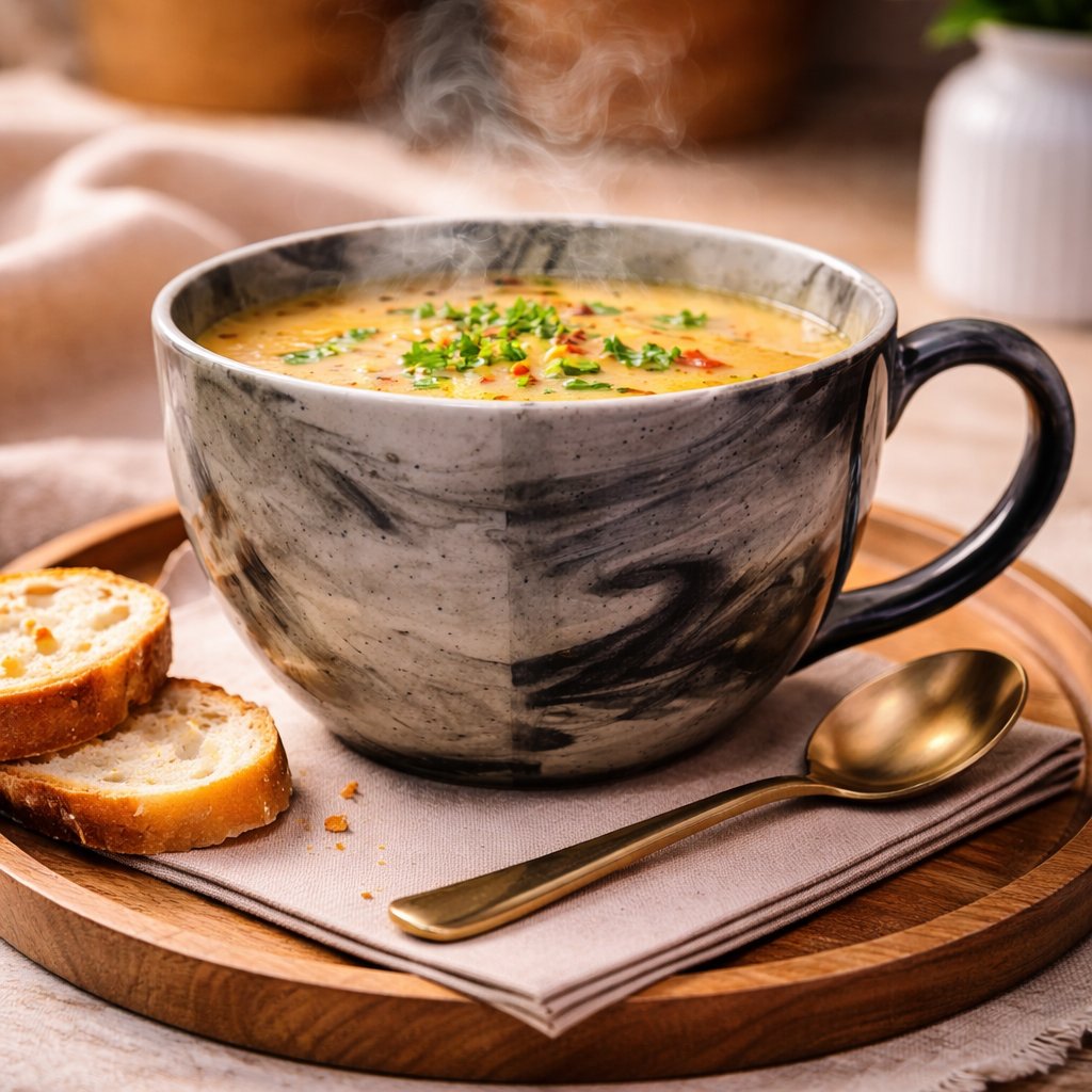 Kunhar Ceramic Jumbo Coffee Mug Soup Mug Noodle Mug - 350 ML - Microwave Safe & Freezer Safe, Set of 1, Marble - Image 3