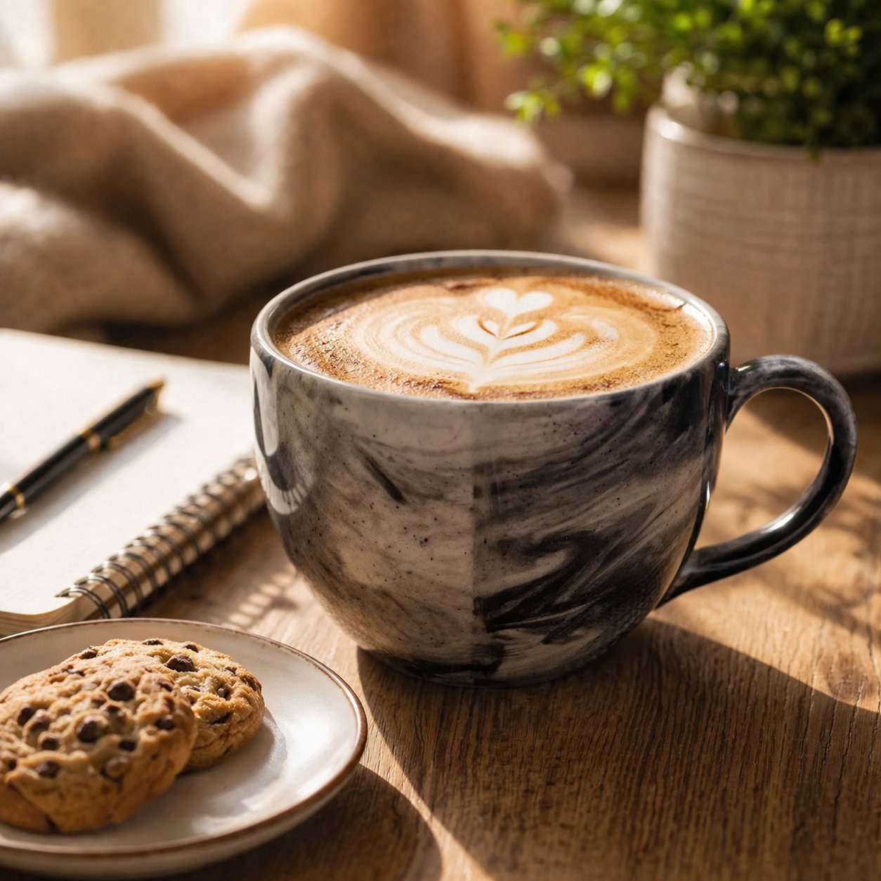 Kunhar Ceramic Jumbo Coffee Mug Soup Mug Noodle Mug - 350 ML - Microwave Safe & Freezer Safe, Set of 1, Marble - Image 2