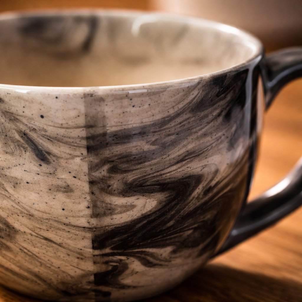 Kunhar Ceramic Jumbo Coffee Mug Soup Mug Noodle Mug - 350 ML - Microwave Safe & Freezer Safe, Set of 1, Marble - Image 5