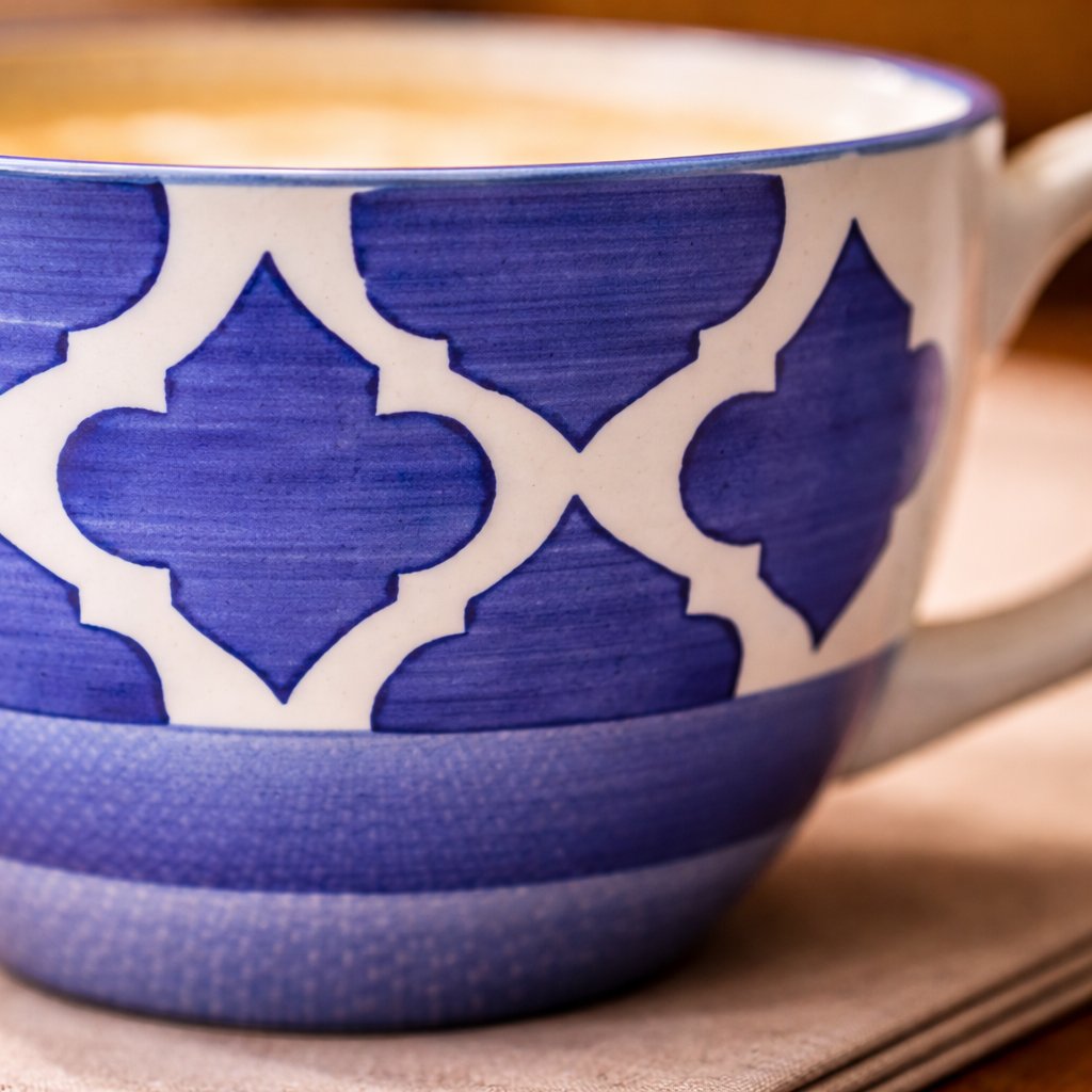 Kunhar Ceramic Jumbo Coffee Mug Soup Mug Noodle Mug - 350 ML - Microwave Safe & Freezer Safe, Set of 1, Blue Chidi - Image 5
