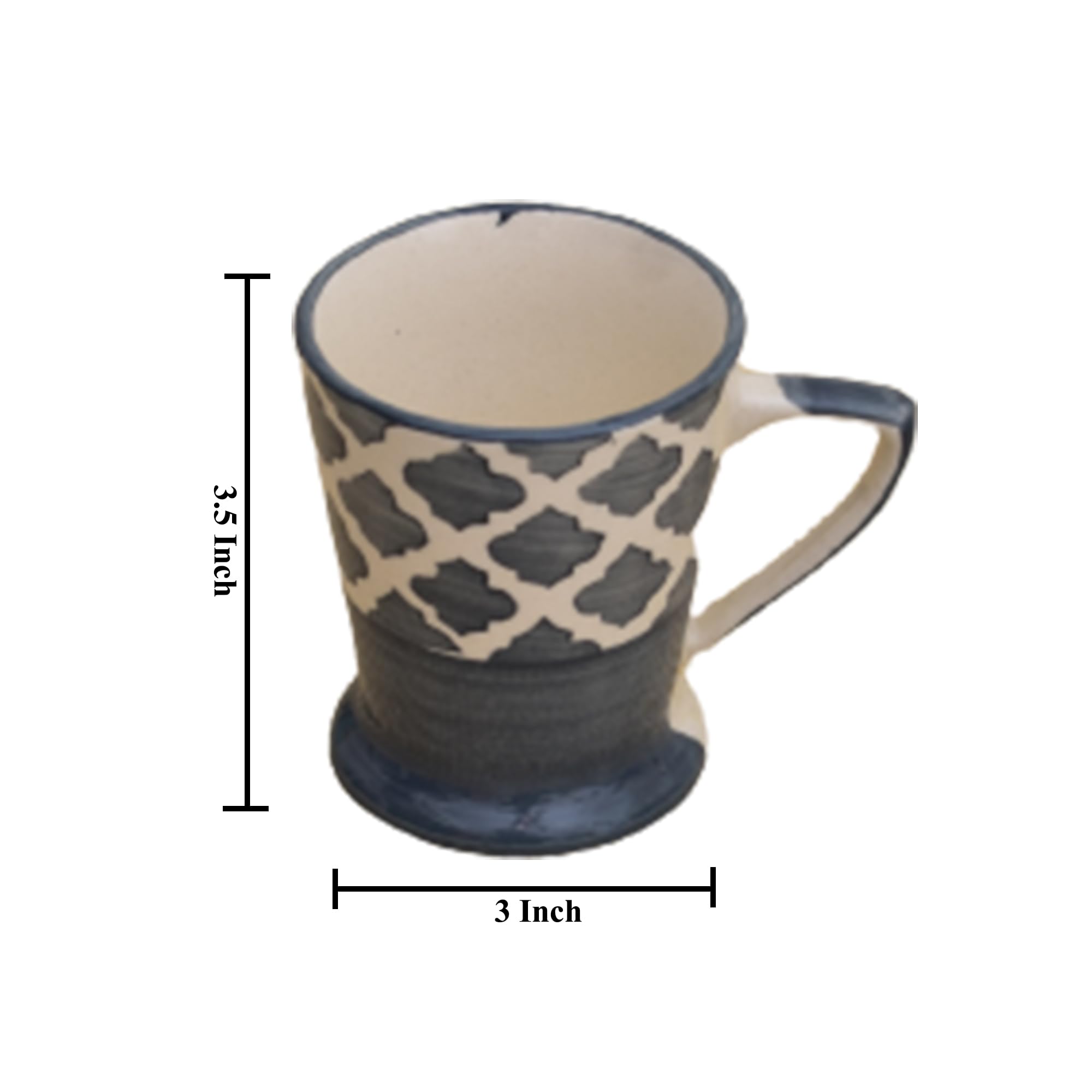 Kunhar Ceramic Tea Cup - 120 Ml, 4 Pieces, Grey (Cup-18) - Image 2
