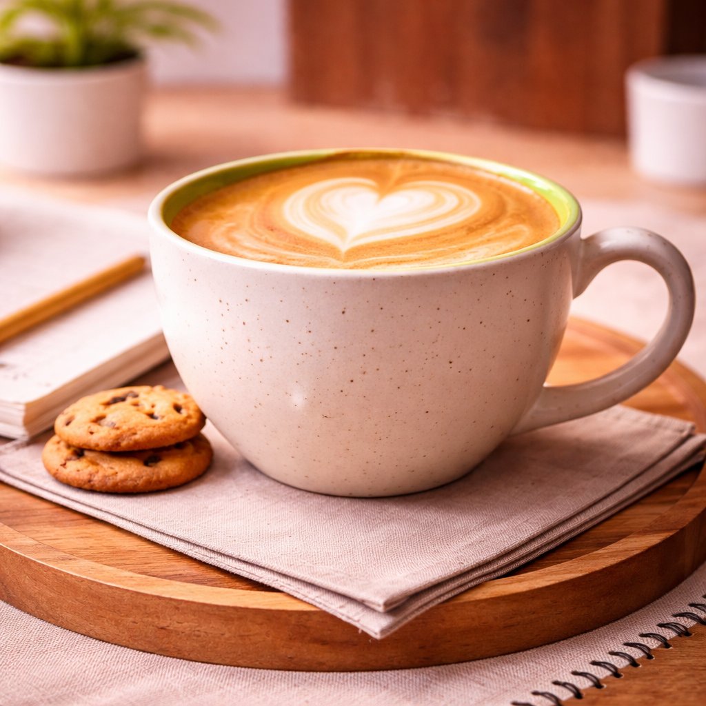 Kunhar Ceramic Jumbo Coffee Mug Soup Mug Noodle Mug - 350 ML - Microwave Safe & Freezer Safe, Set of 1, White Green Matte - Image 4