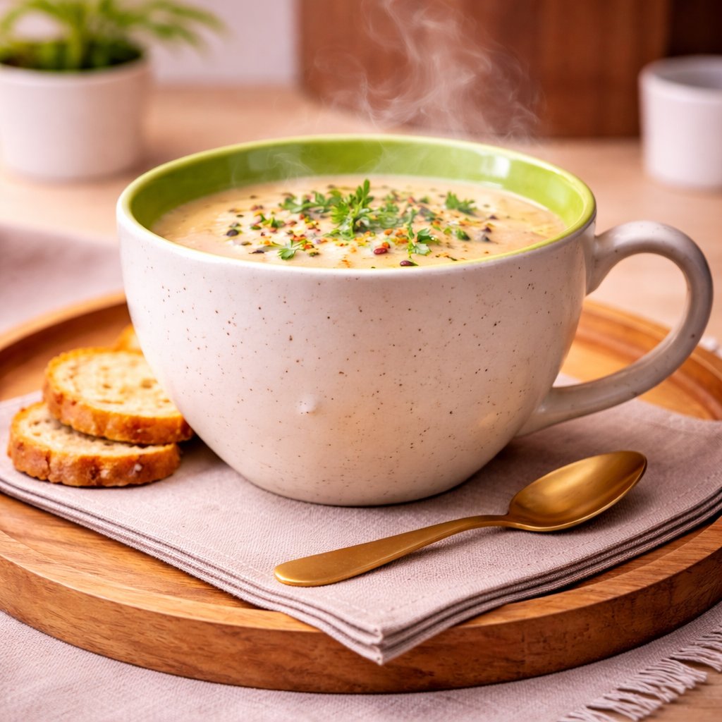 Kunhar Ceramic Jumbo Coffee Mug Soup Mug Noodle Mug - 350 ML - Microwave Safe & Freezer Safe, Set of 1, White Green Matte - Image 3