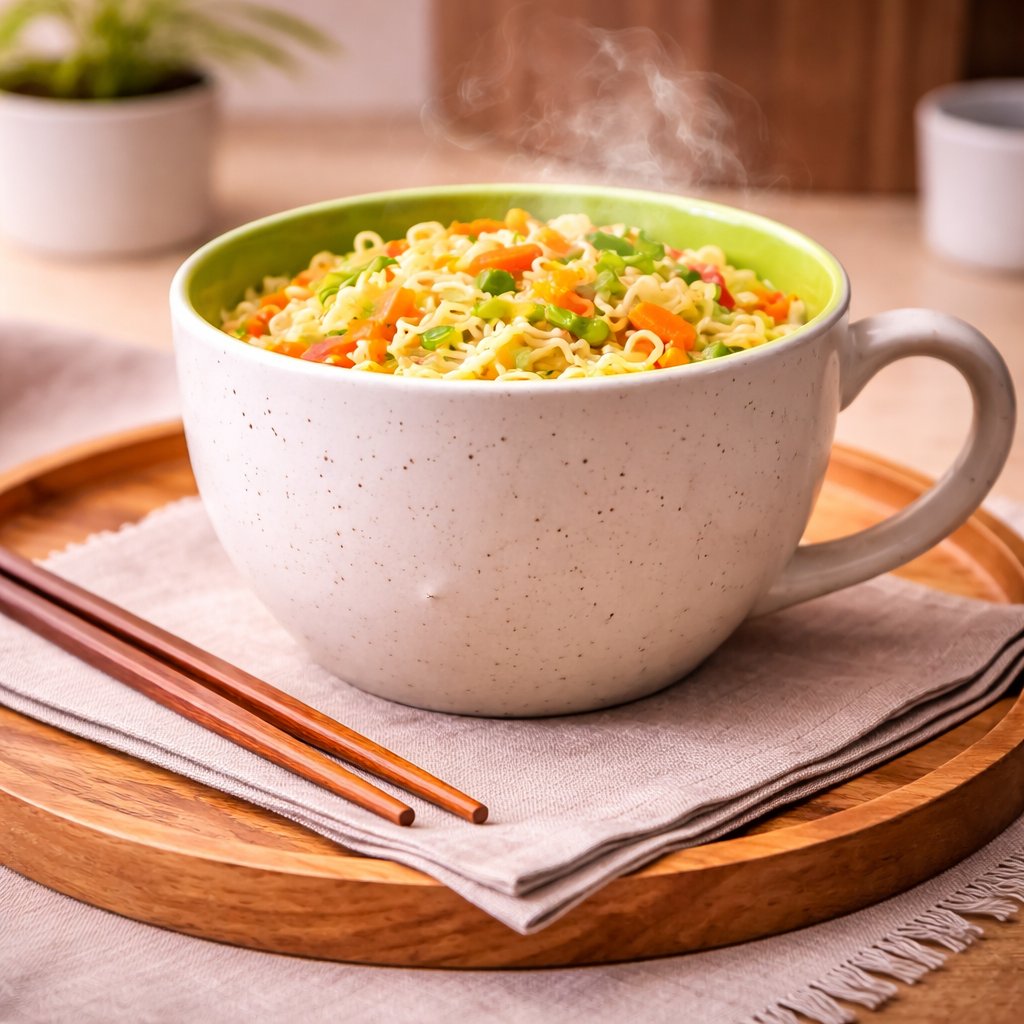 Kunhar Ceramic Jumbo Coffee Mug Soup Mug Noodle Mug - 350 ML - Microwave Safe & Freezer Safe, Set of 1, White Green Matte - Image 2