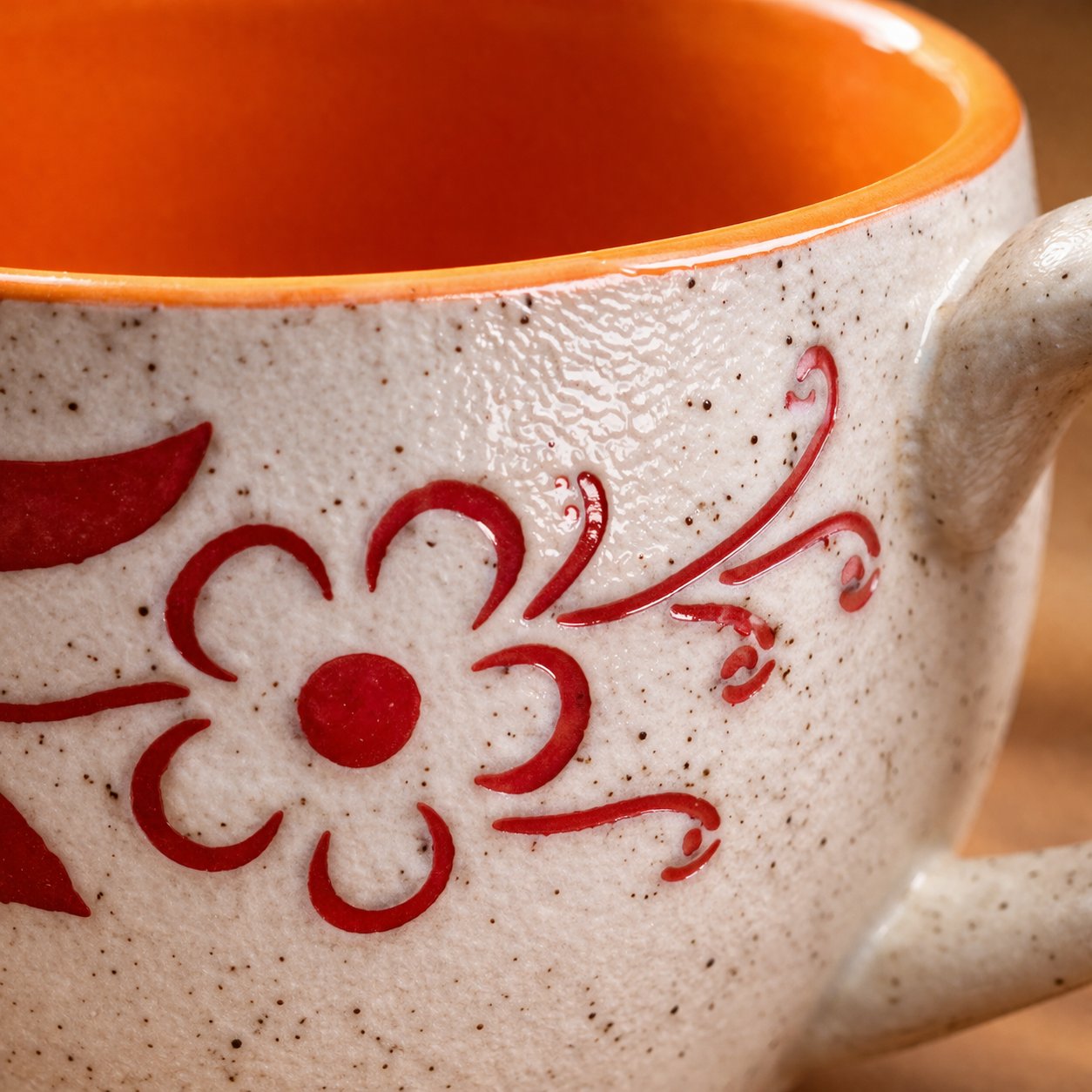 Kunhar Ceramic Jumbo Coffee Mug Soup Mug Noodle Mug - 350 ML - Microwave Safe & Freezer Safe, Set of 1, White Orange Flower - Image 5