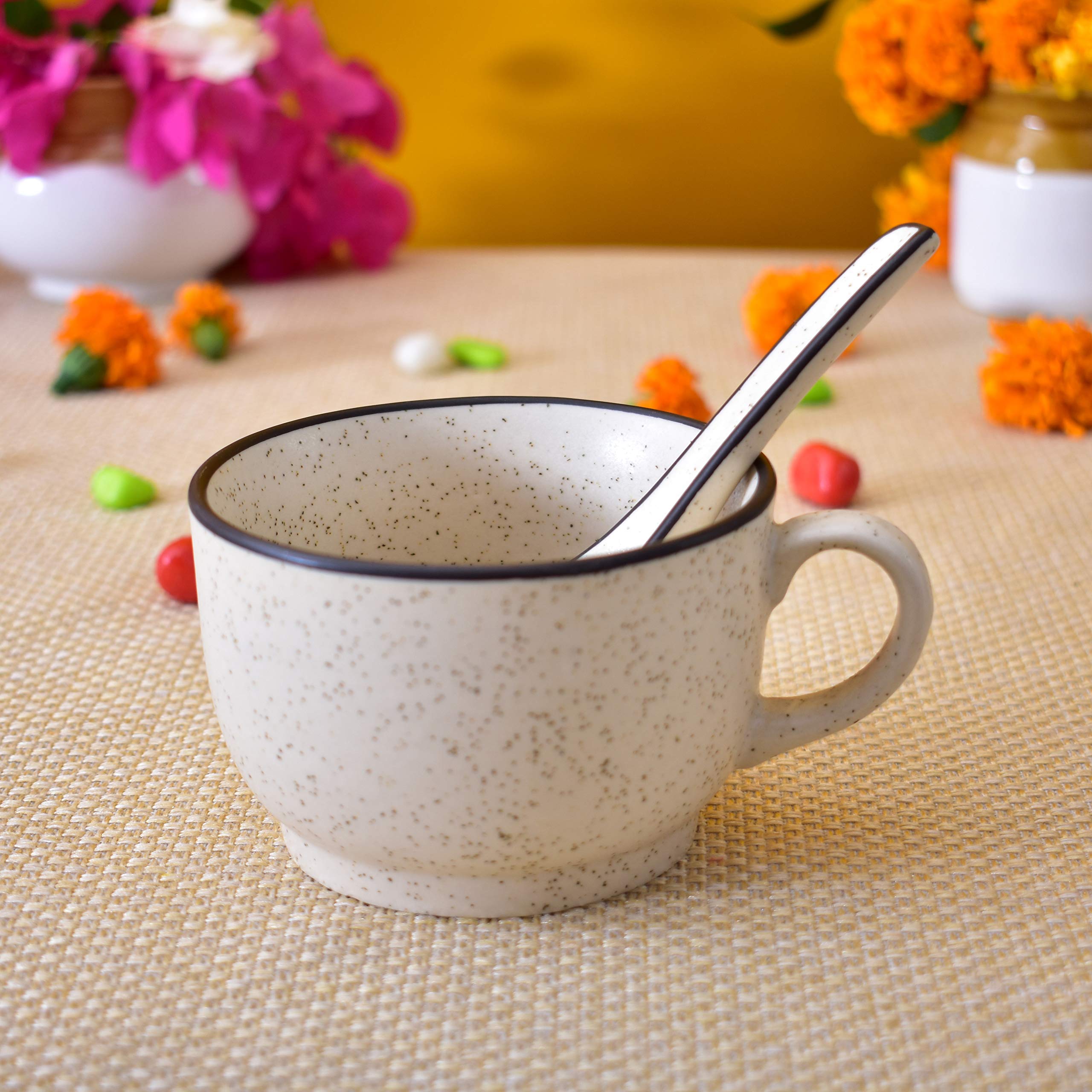 Kunhar Ceramic Soup Mug - White Matt, 1 Piece - Image 3