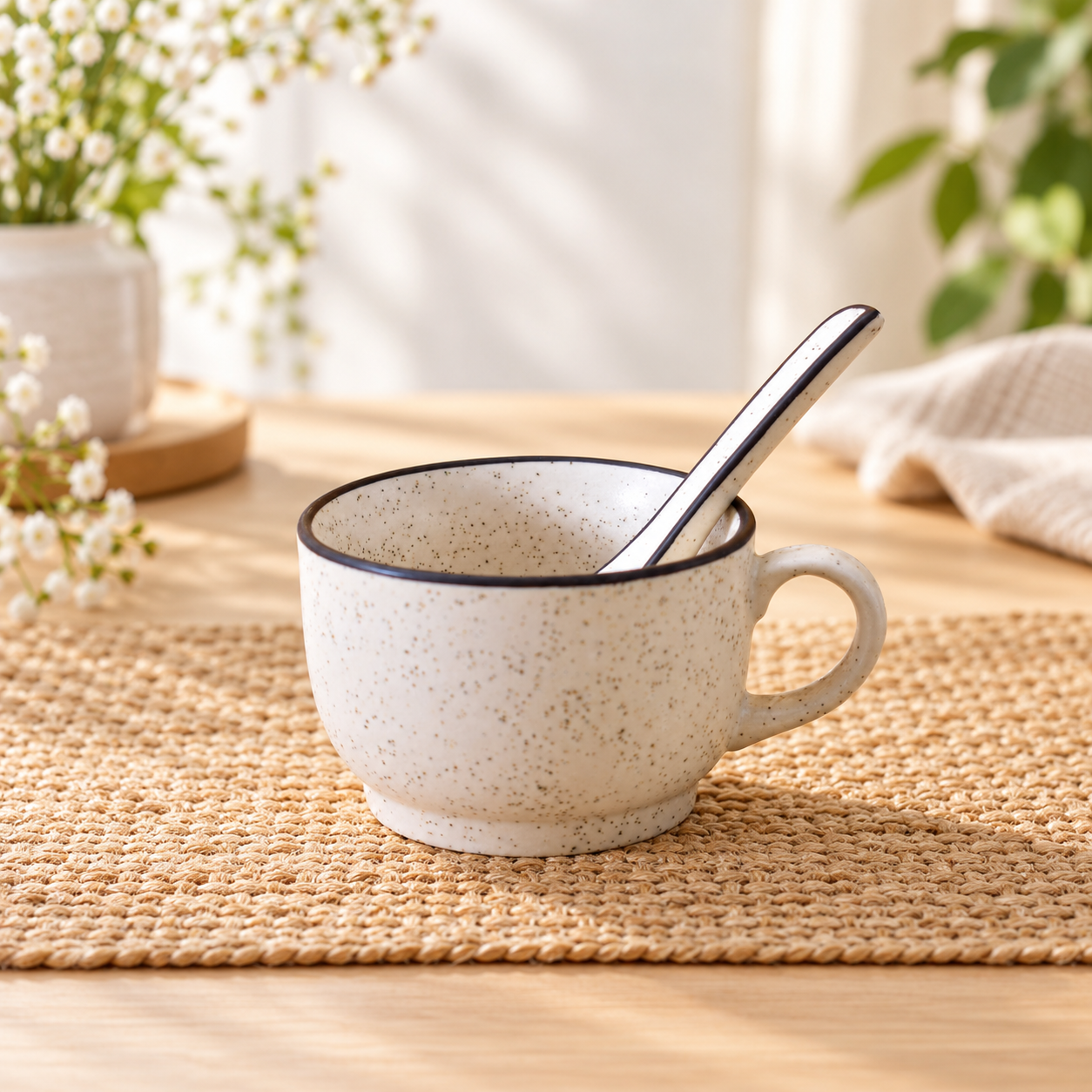 Kunhar Ceramic Soup Mug - White Matt, 1 Piece
