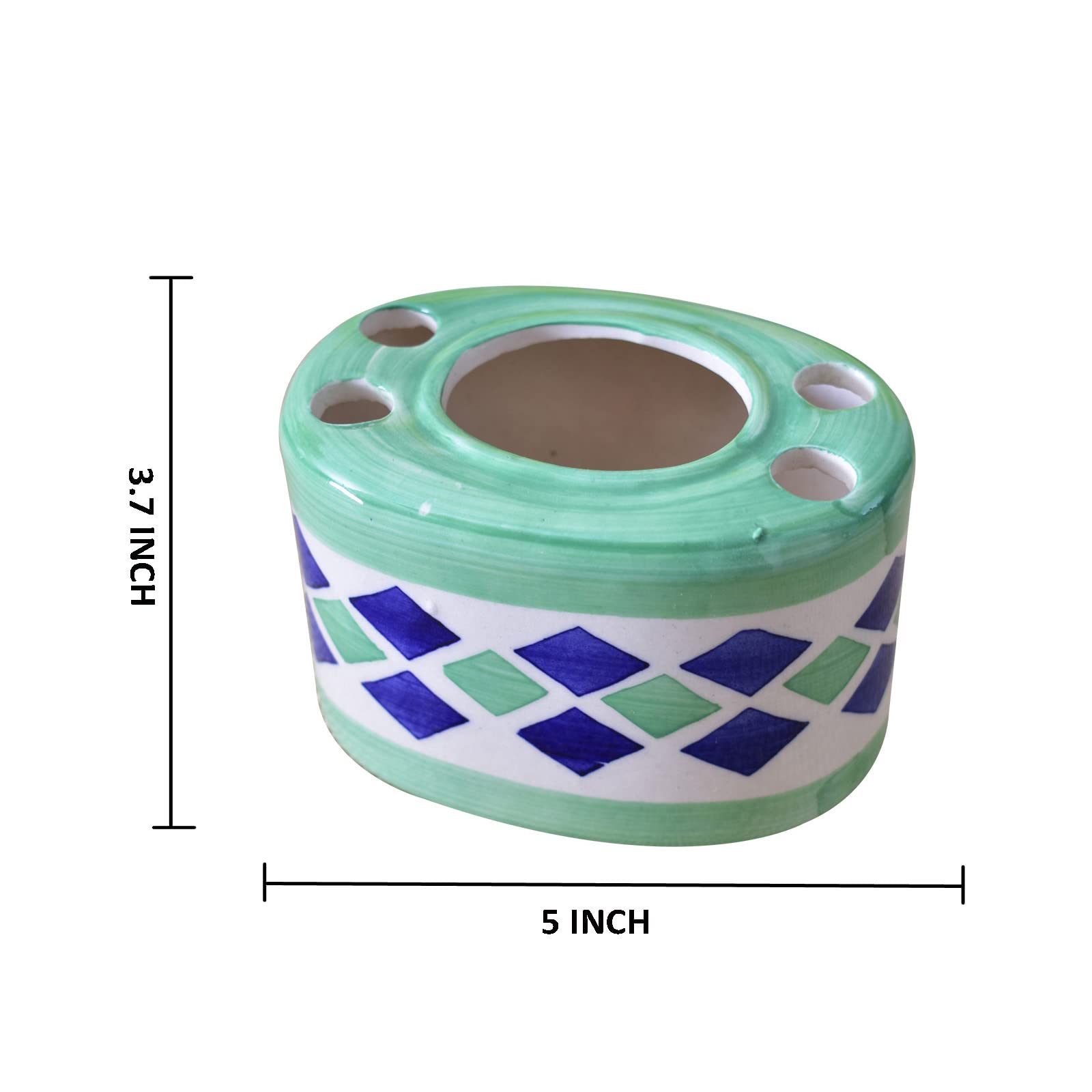 Kunhar Ceramic 2-Piece Bathroom Accessories Set (1 Soap Dish Holder and 1 Toothbrush Holder), Green - Image 2