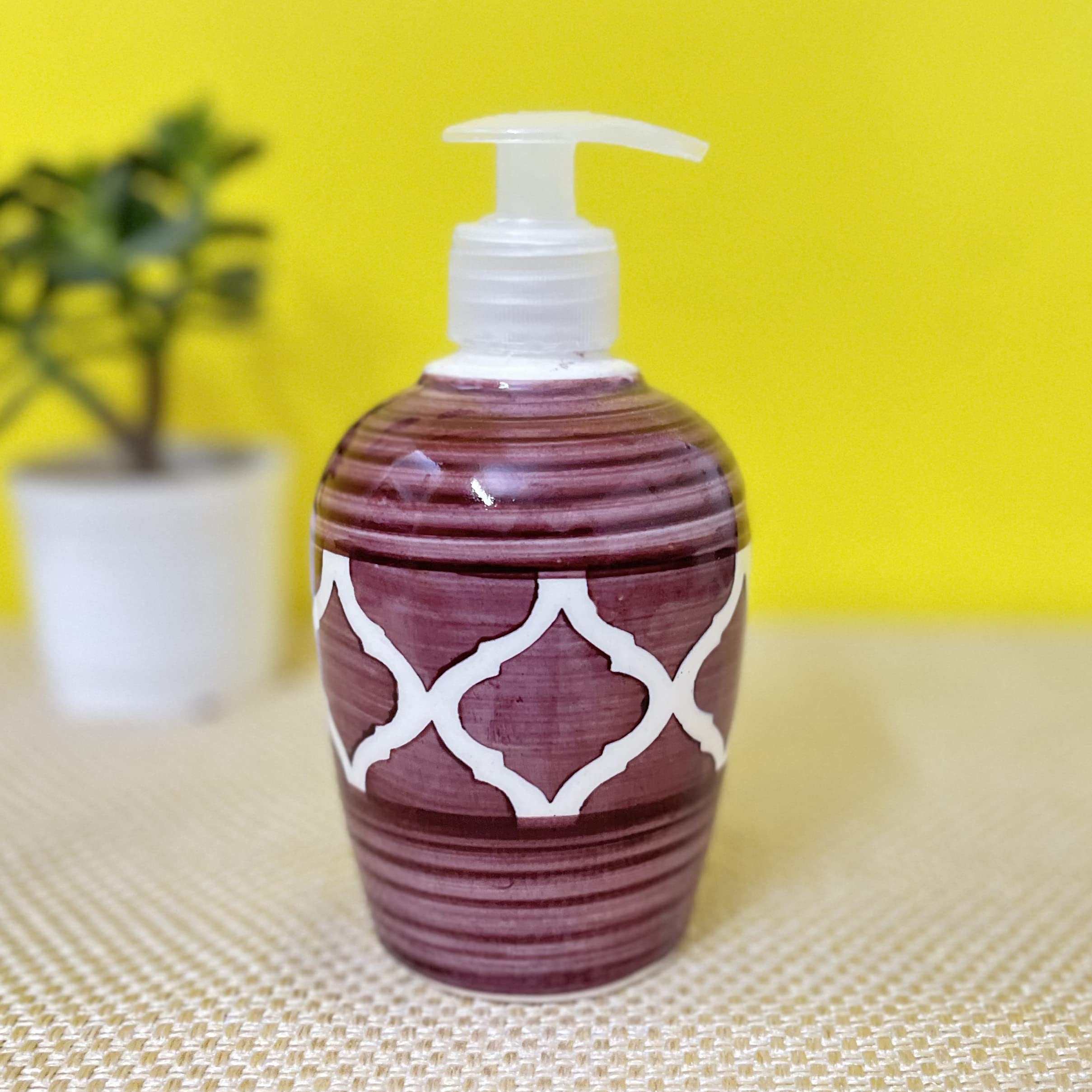KunhaR Ceramic 2-Piece Bathroom Accessory Set, Purple Brown (Liquid Soap Dispenser 300 ML, Soap Dish Holder and Toothbrush Holder) - Image 3