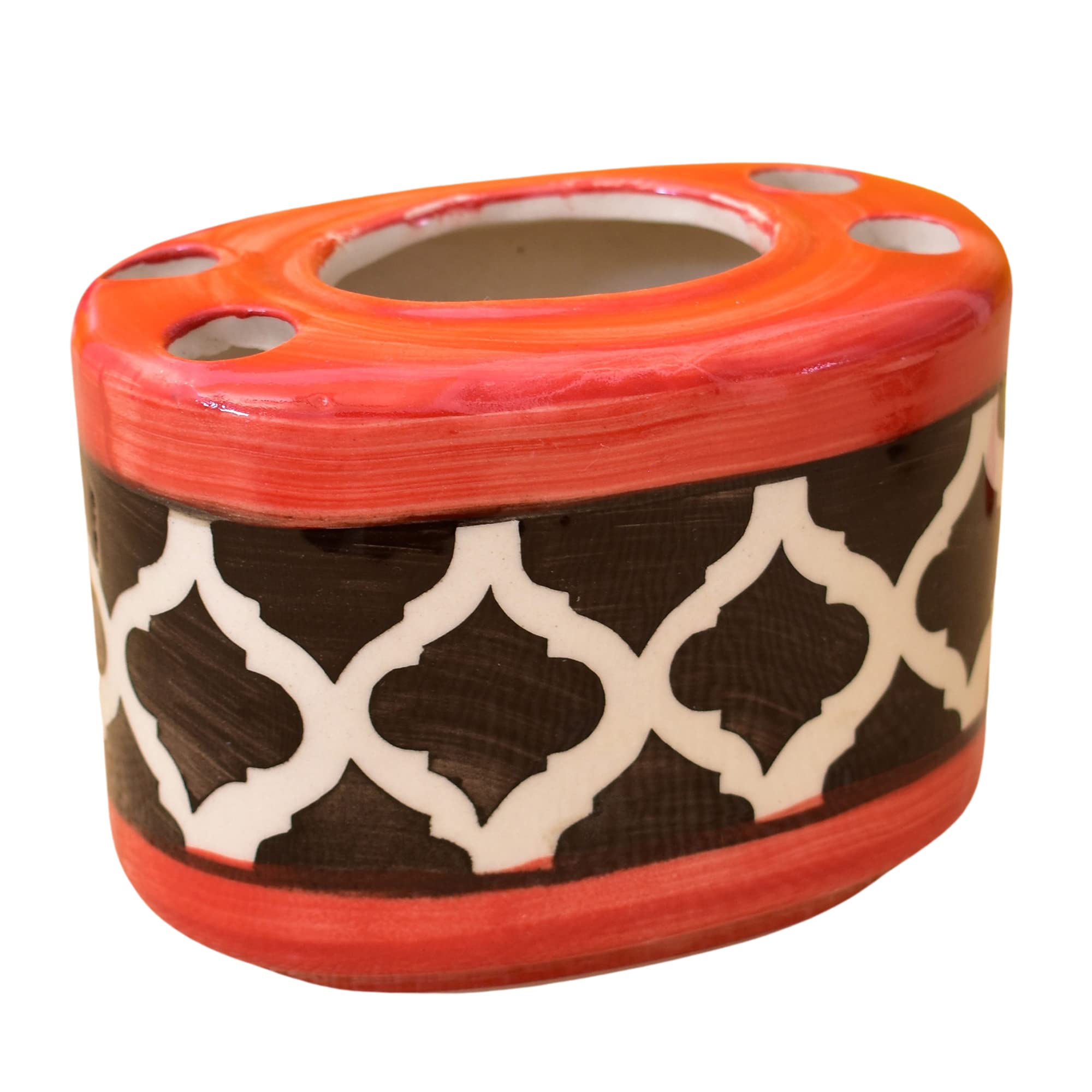 Kunhar Ceramic 2-Piece Bathroom Accessories Set (1 Soap Dish Holder and 1 Toothbrush Holder), Red Chidi - Image 5