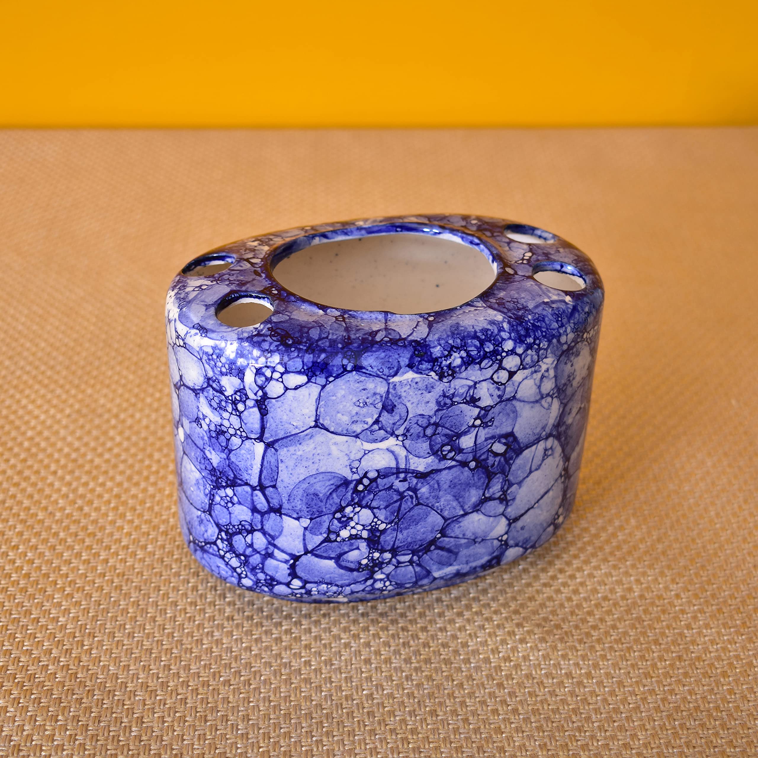 Kunhar Ceramic 2-Piece Bathroom Accessories Set (1 Soap Dish Holder and 1 Toothbrush Holder), Blue Luster - Image 3