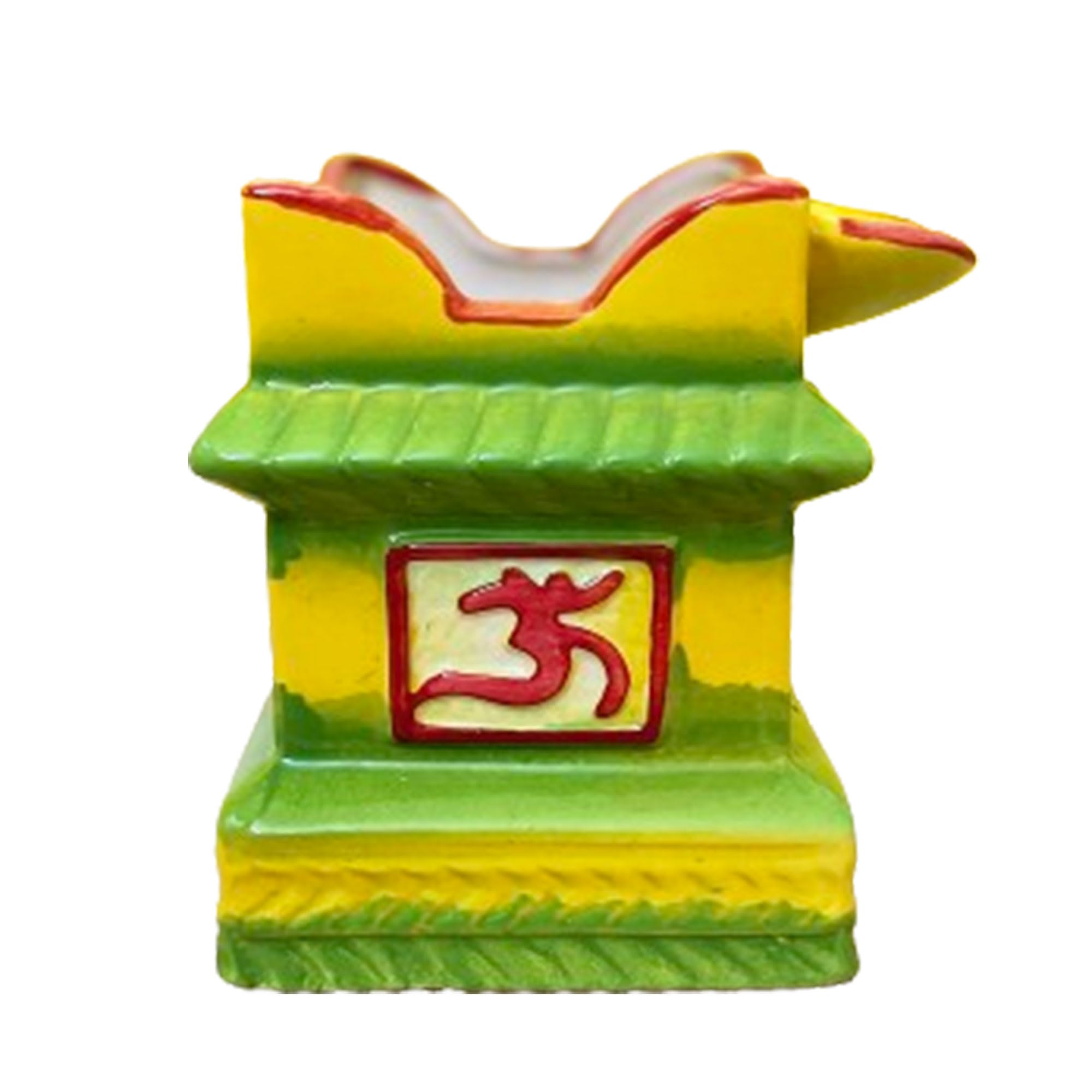 Kunhar Ceramic Tulsi Pot 5 x 7.2 Inch Green Yellow – Decorative Plant Pot with Outer Planter