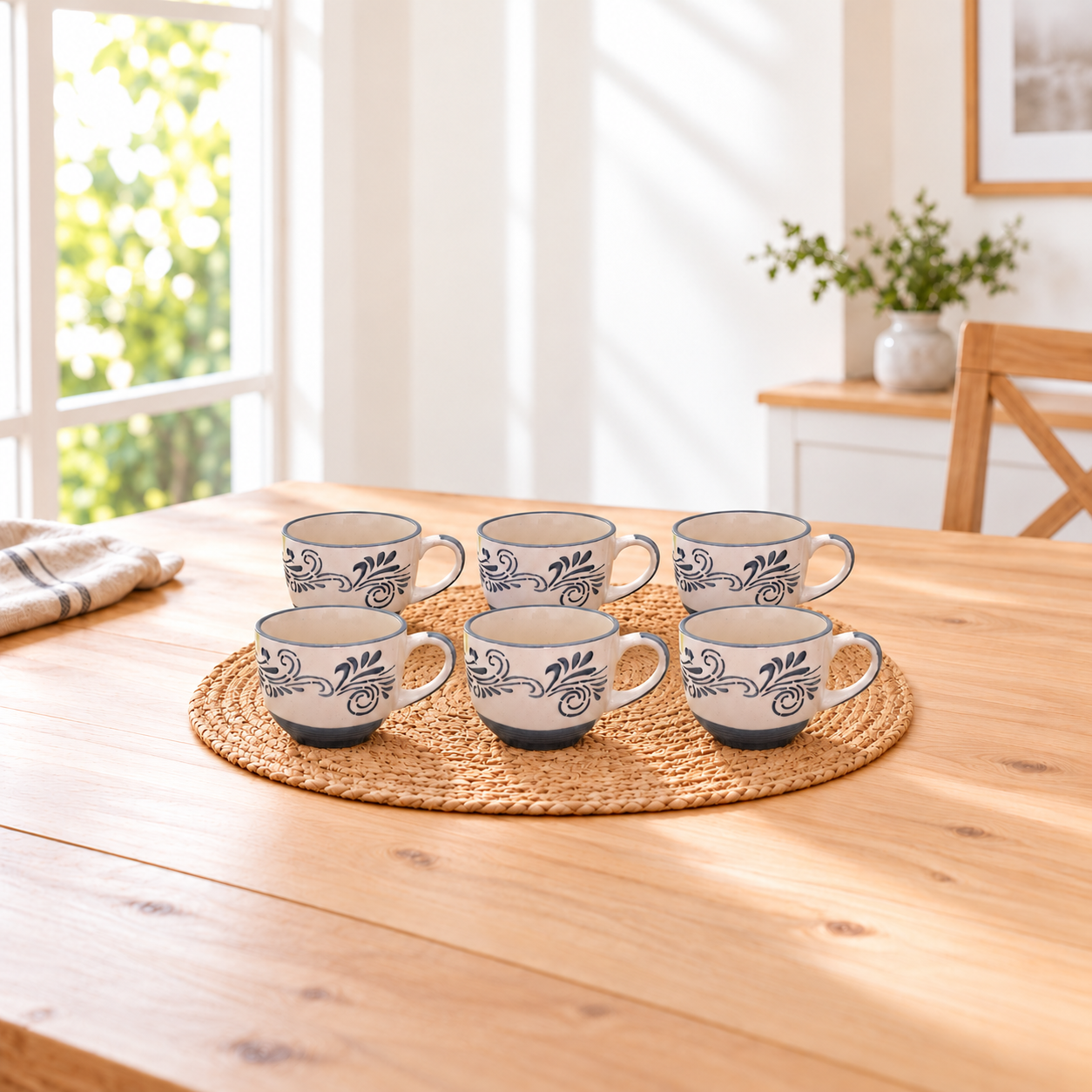 Kunhar Ceramic Tea Cup - 150 Ml, 6 Pieces, Grey