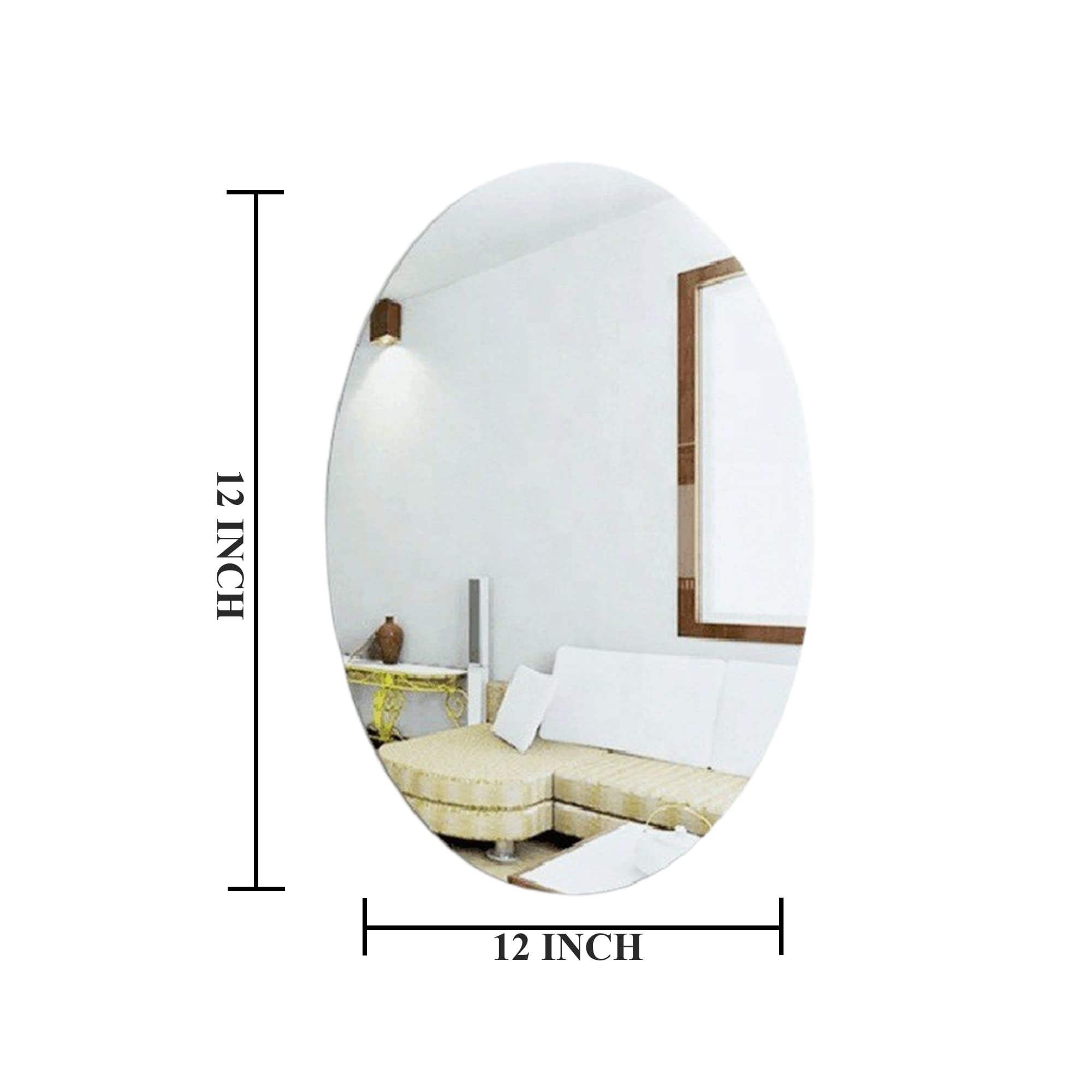 Kunhar Frameless Oval Wall Mirror 12 x 16 Inch Modern Home Decor Bathroom Bedroom Living Room Accent - Image 4